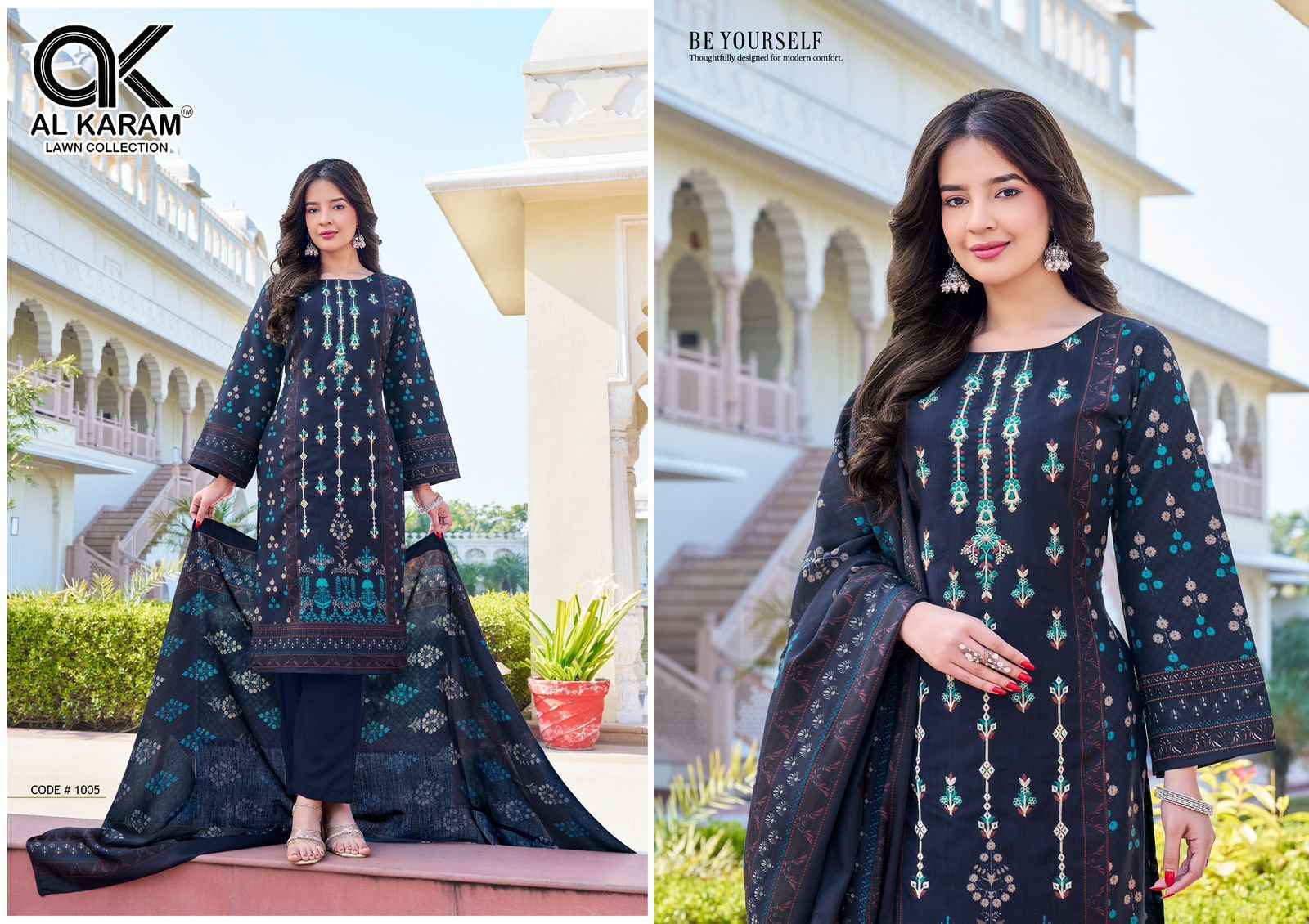 Al Karam Shezlin Reyon cotton Dress Material Wholesale Rate ( 6 Pcs Catalog )