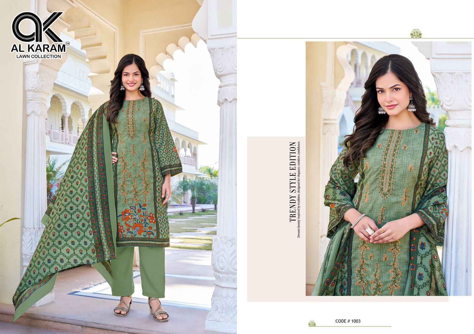 Al Karam Shezlin Reyon cotton Dress Material Wholesale Rate ( 6 Pcs Catalog )