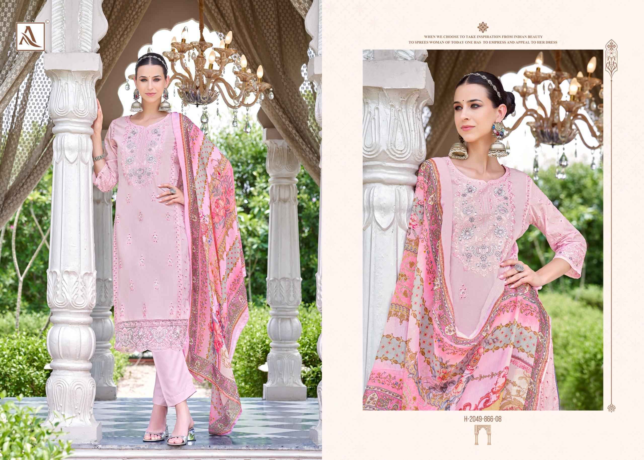 Alok Naqshi Cambric Lawn Salwar Kameez Wholesale Rate ( 8 Pcs Catalog )