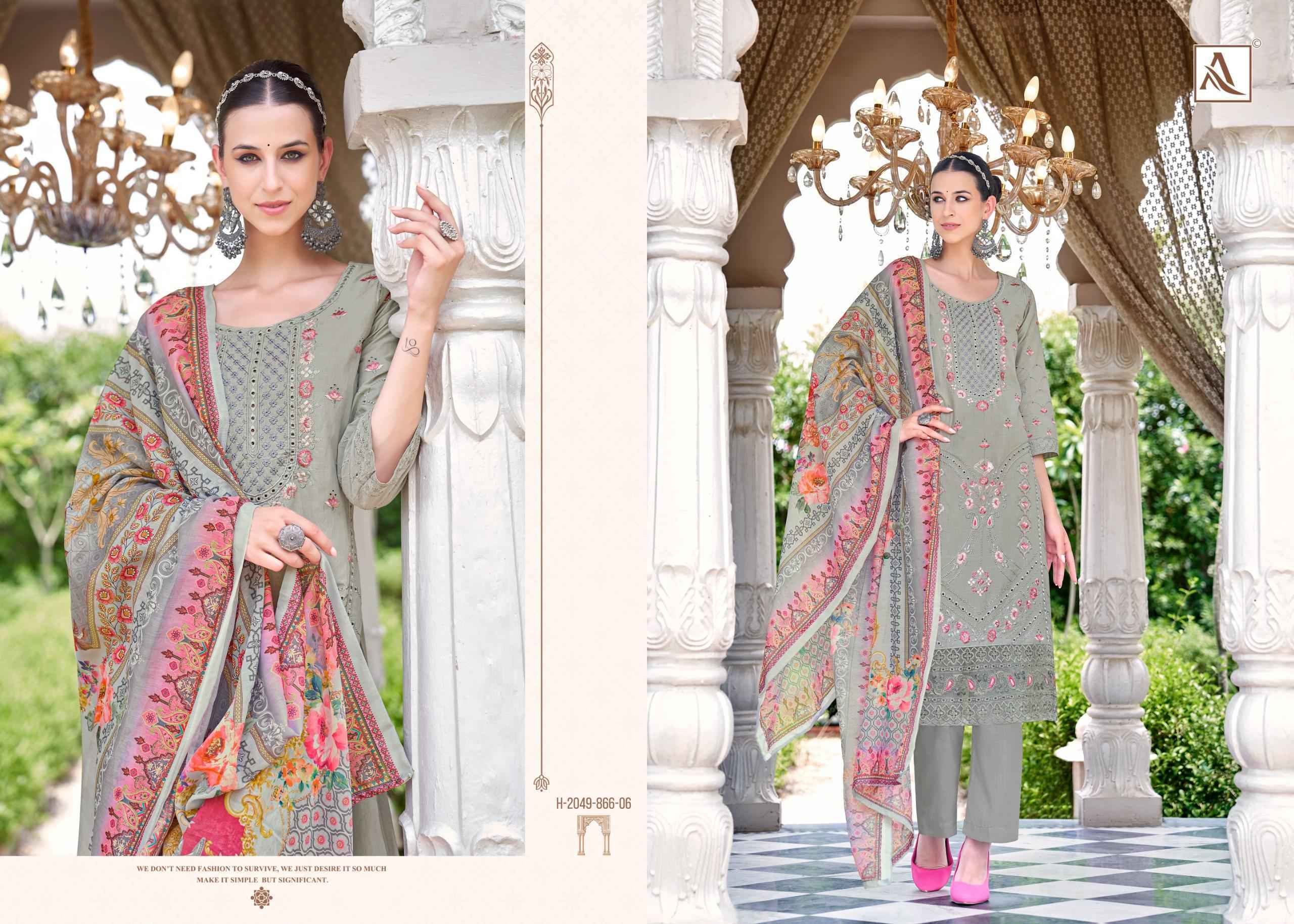 Alok Naqshi Cambric Lawn Salwar Kameez Wholesale Rate ( 8 Pcs Catalog )