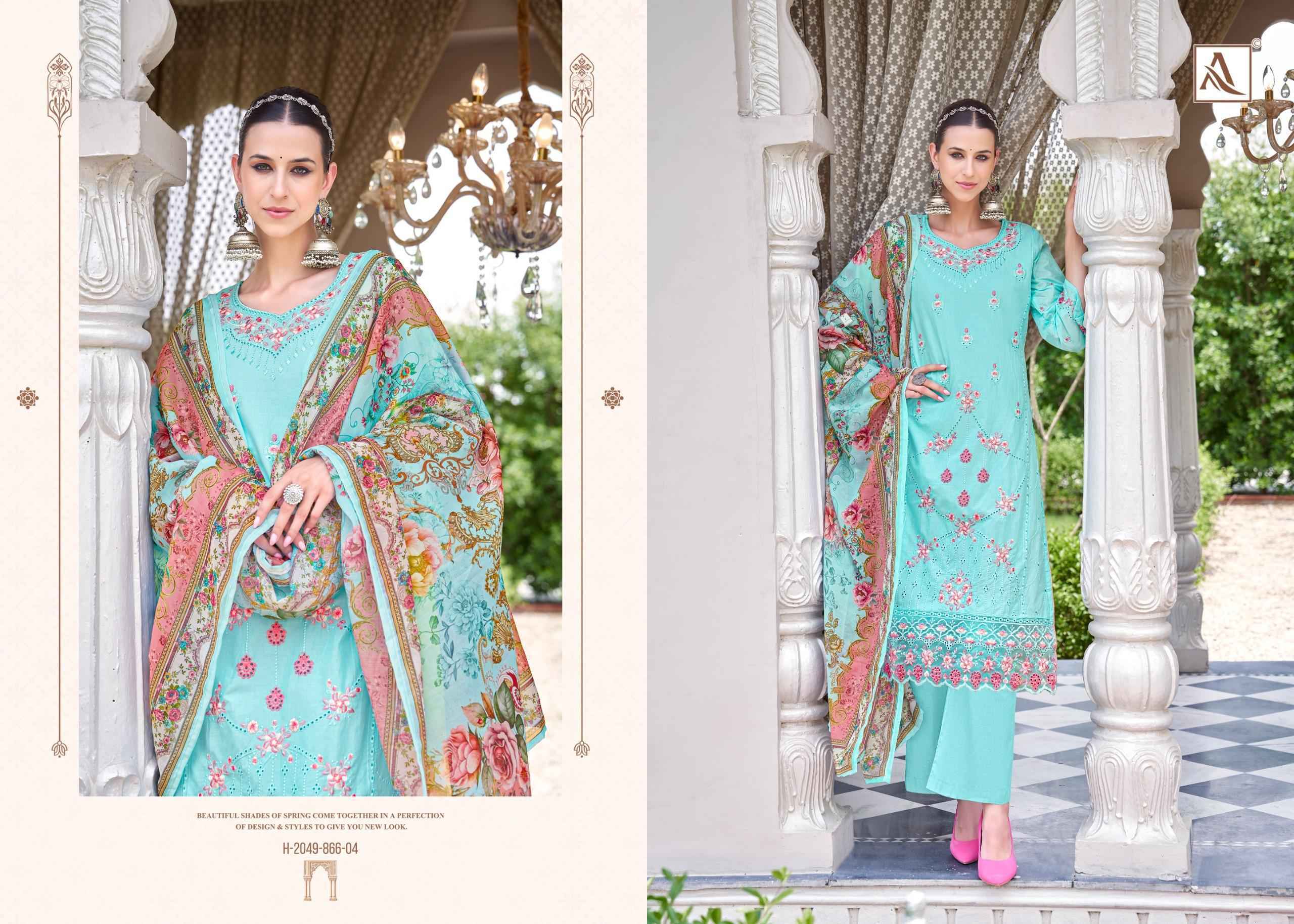 Alok Naqshi Cambric Lawn Salwar Kameez Wholesale Rate ( 8 Pcs Catalog )