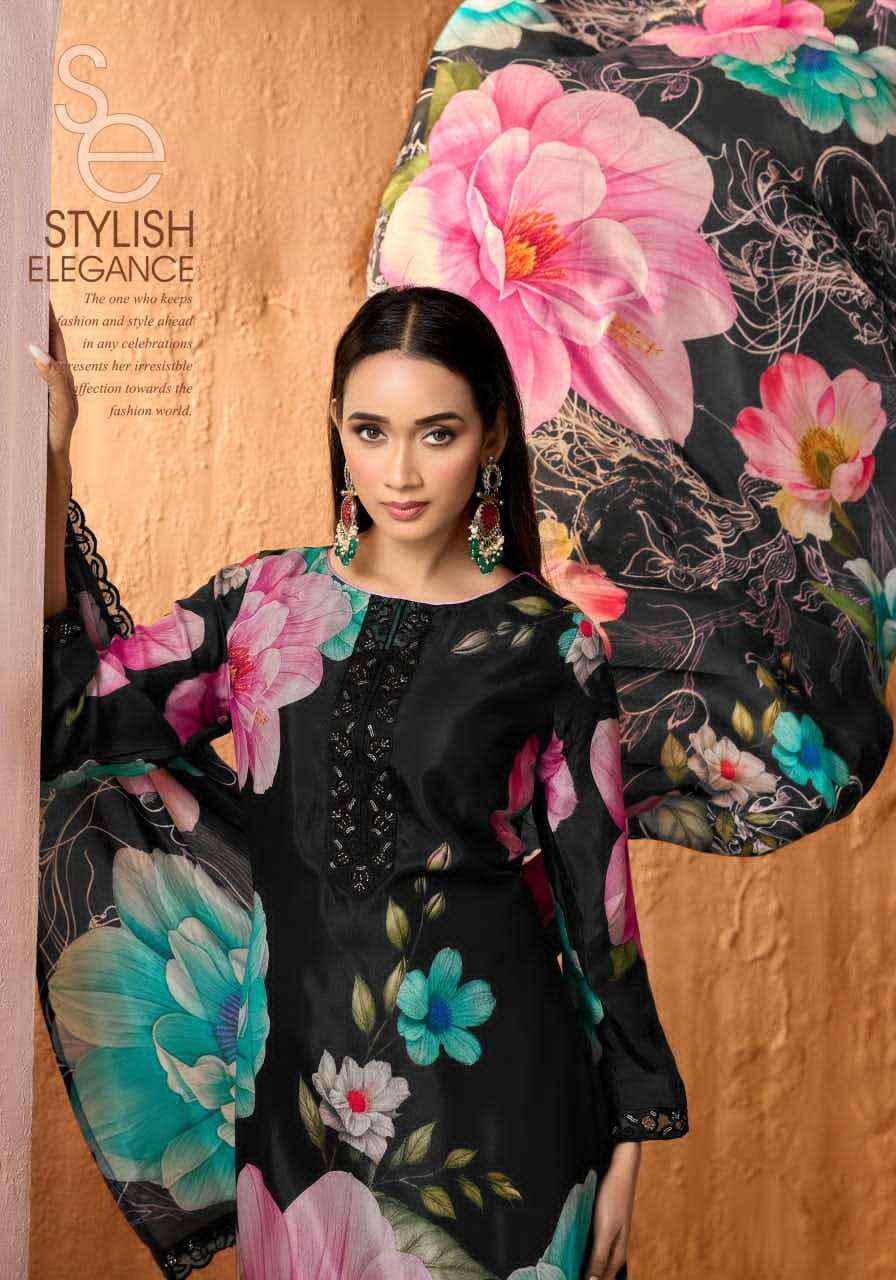Alok Suit Fariha Black Edition 5 Digital Printed Muslin Dress Wholesale Rate ( 6 Pcs Catalog )