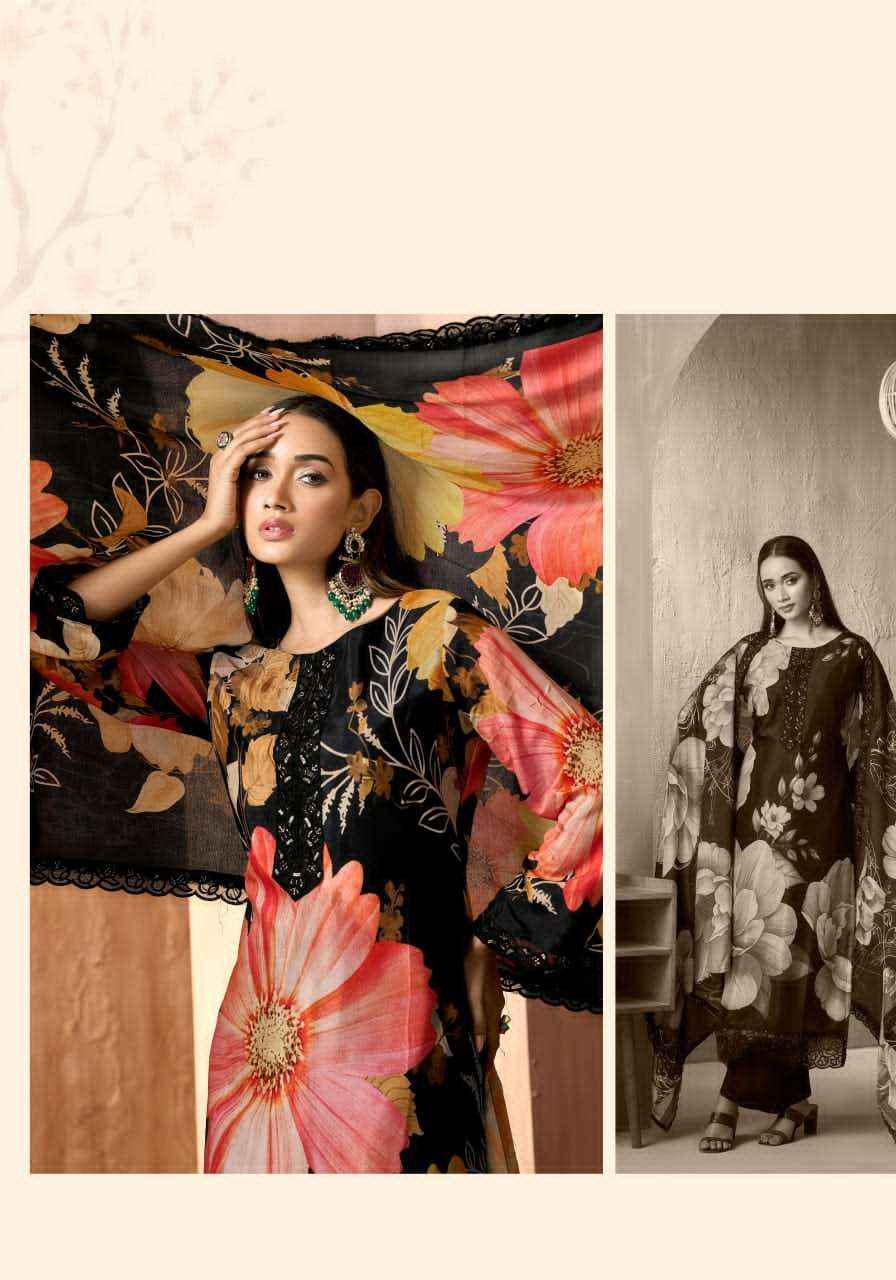 Alok Suit Fariha Black Edition 5 Digital Printed Muslin Dress Wholesale Rate ( 6 Pcs Catalog )