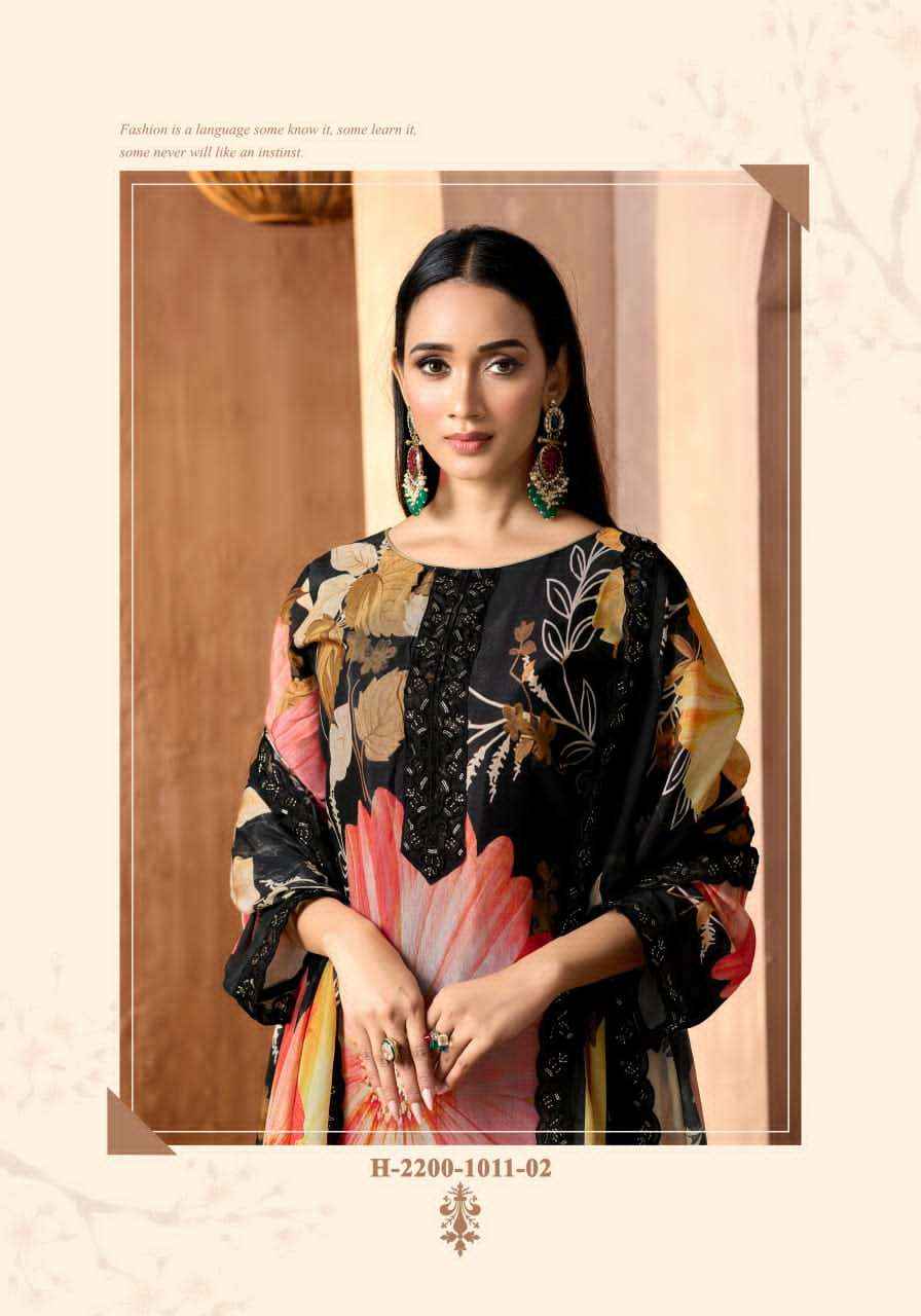 Alok Suit Fariha Black Edition 5 Digital Printed Muslin Dress Wholesale Rate ( 6 Pcs Catalog )