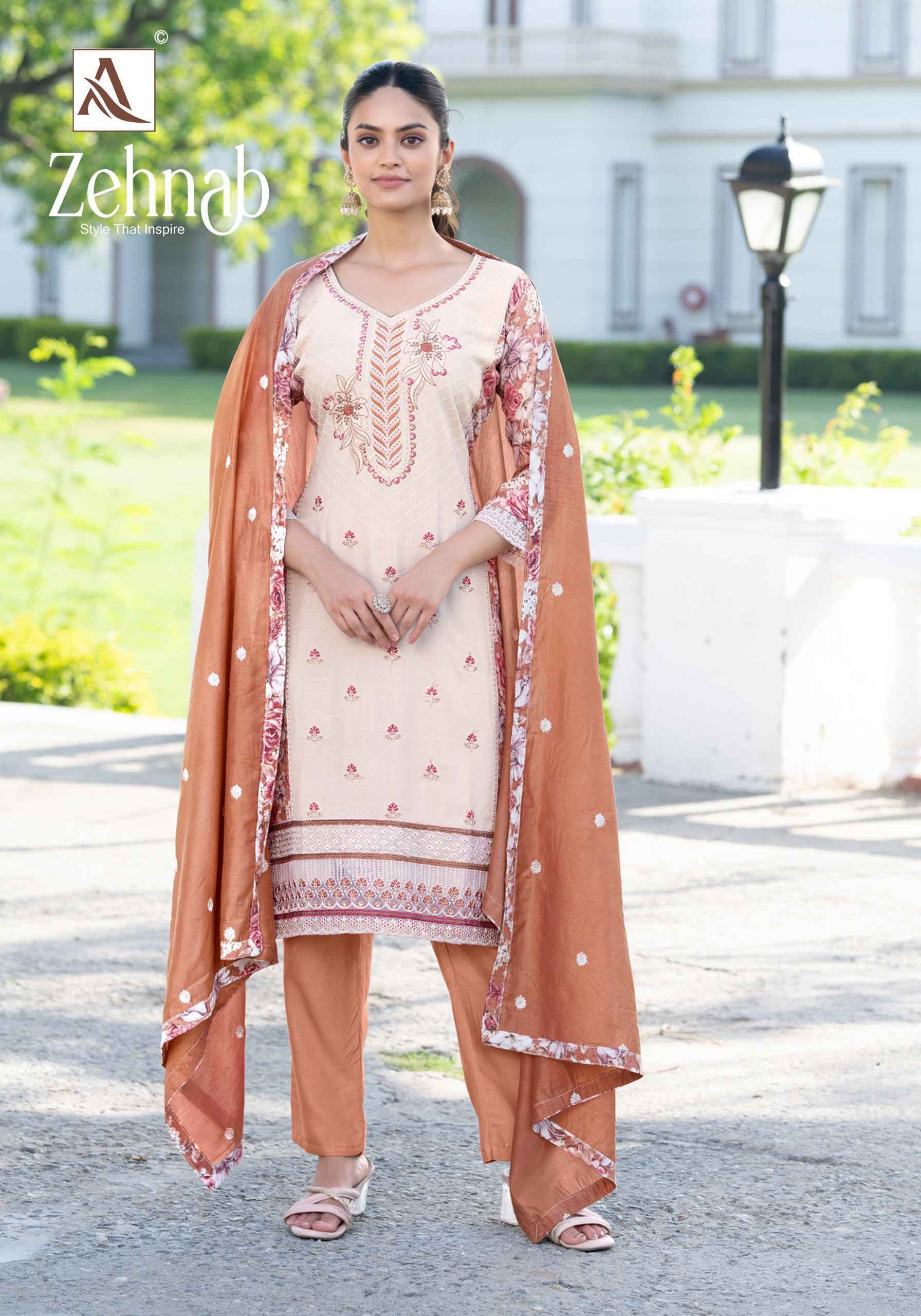 Alok Suits Zehnab Viscose Reyon Dress Material Wholesale Price ( 4 pcs Catalogue )