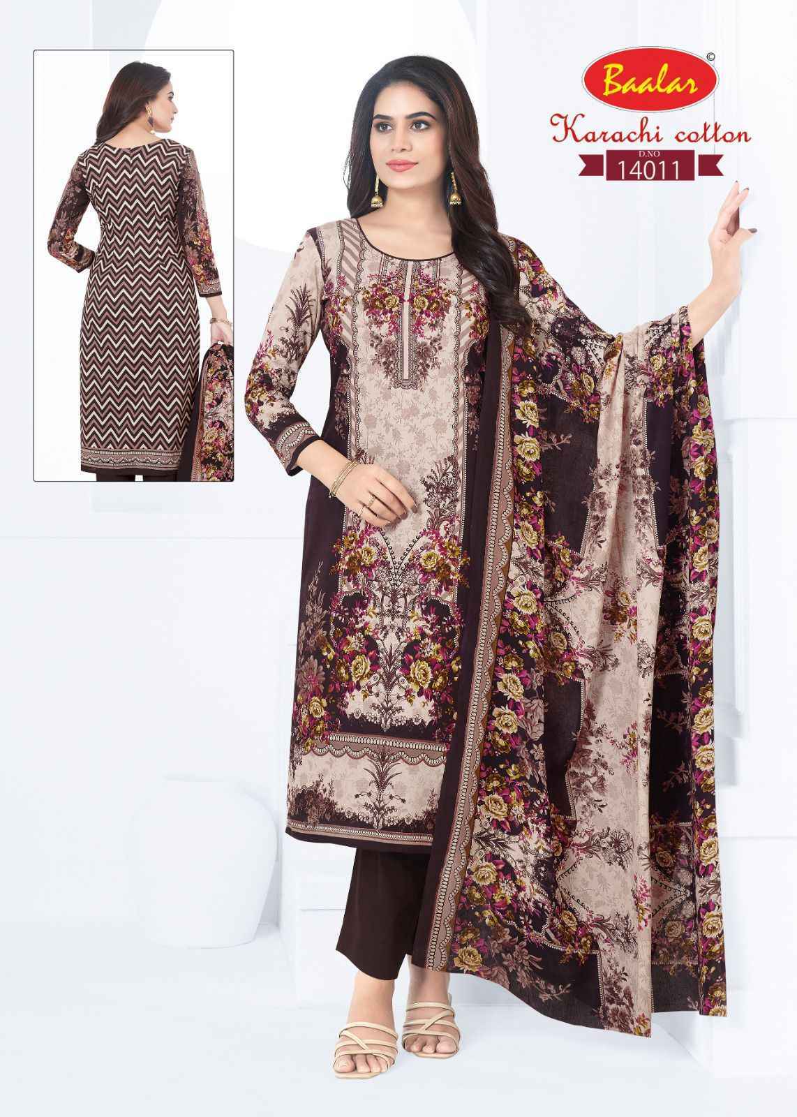 Baalar Karachi Cotton Vol 14 Lawn Cotton Salwar Kameez Wholesale Rate ( 13 Pcs Catalog )