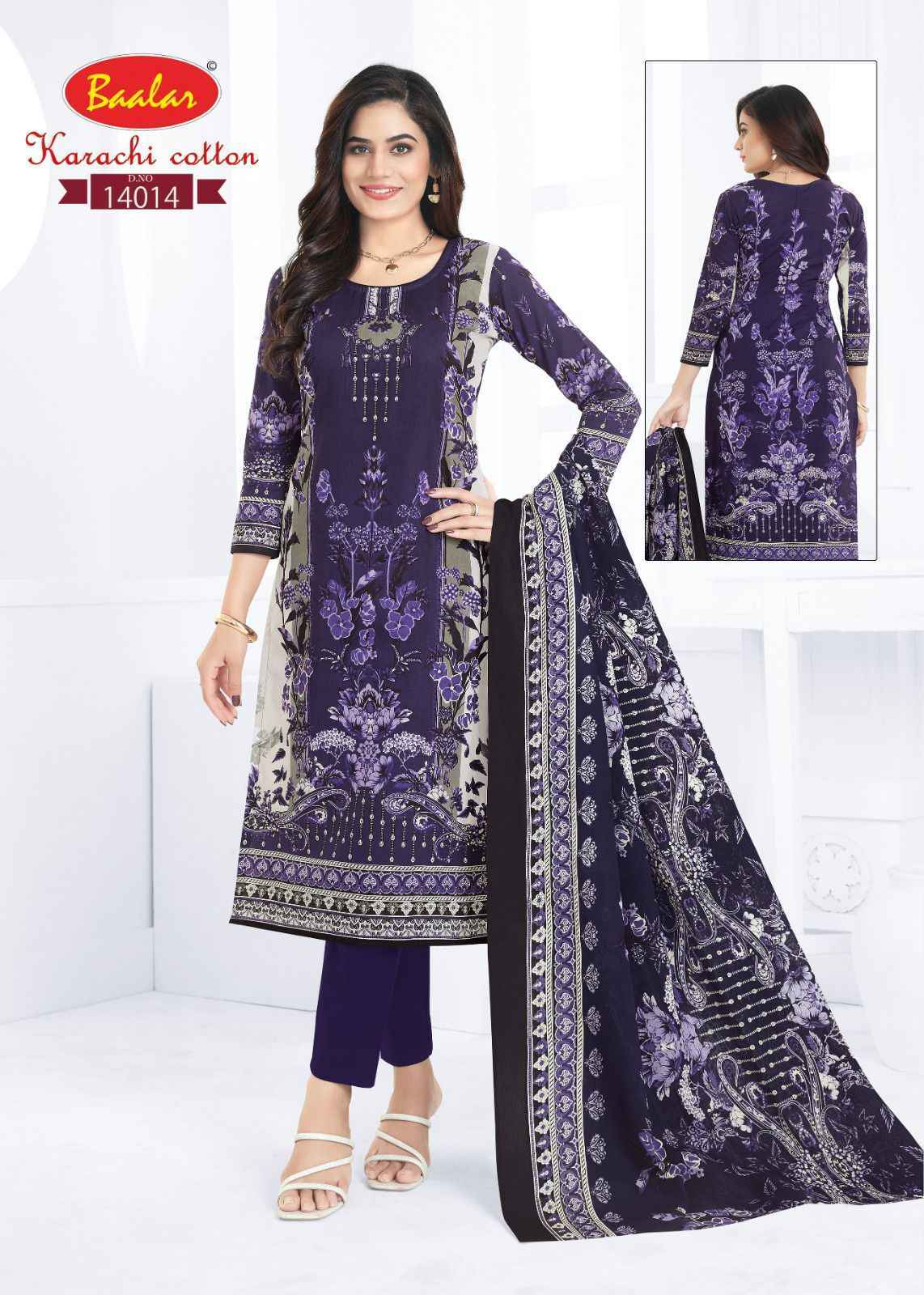 Baalar Karachi Cotton Vol 14 Lawn Cotton Salwar Kameez Wholesale Rate ( 13 Pcs Catalog )