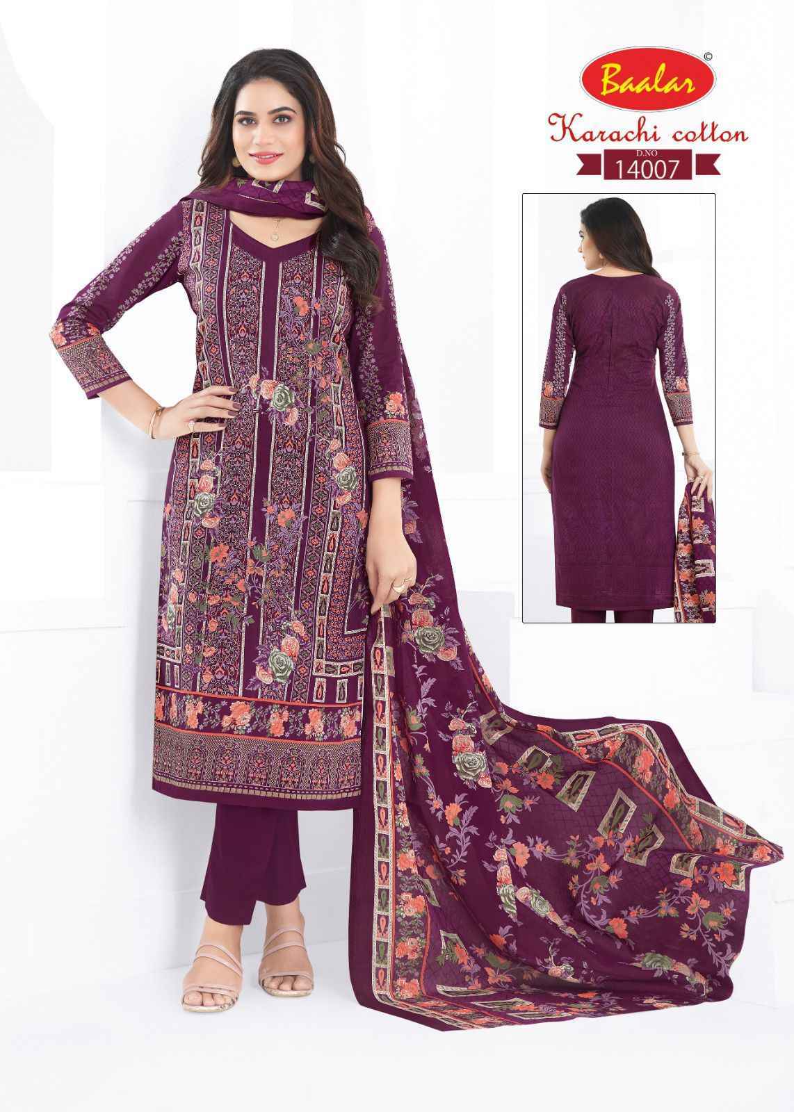 Baalar Karachi Cotton Vol 14 Lawn Cotton Salwar Kameez Wholesale Rate ( 13 Pcs Catalog )