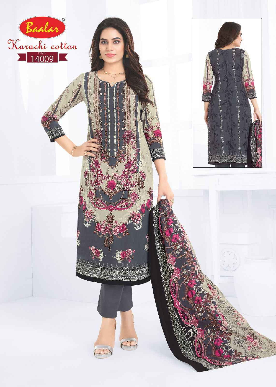 Baalar Karachi Cotton Vol 14 Lawn Cotton Salwar Kameez Wholesale Rate ( 13 Pcs Catalog )