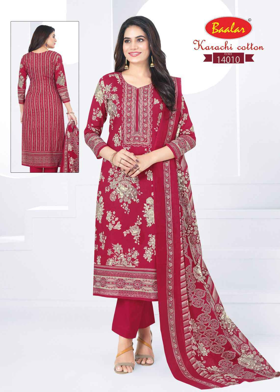 Baalar Karachi Cotton Vol 14 Lawn Cotton Salwar Kameez Wholesale Rate ( 13 Pcs Catalog )