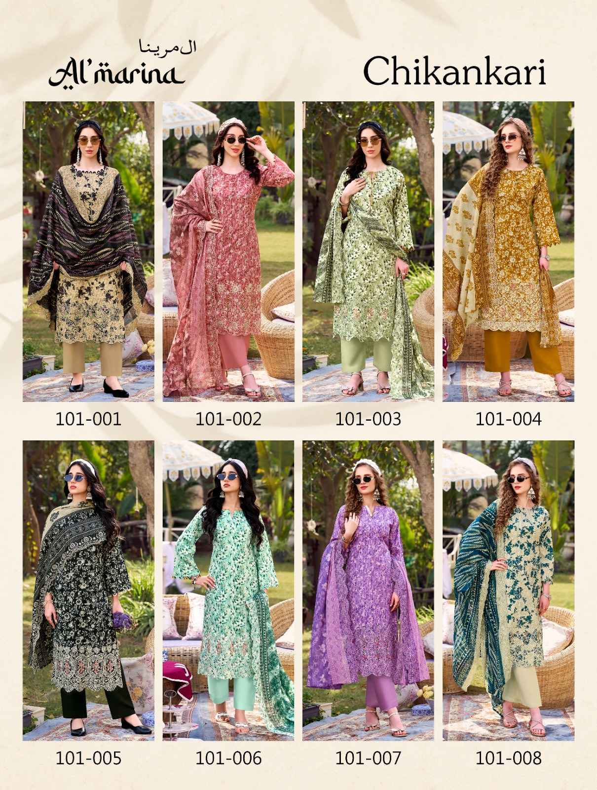 Belliza Designer Al Marina Chikankari Cotton Dress Material Wholesale Price ( 8 pcs Catalogue )