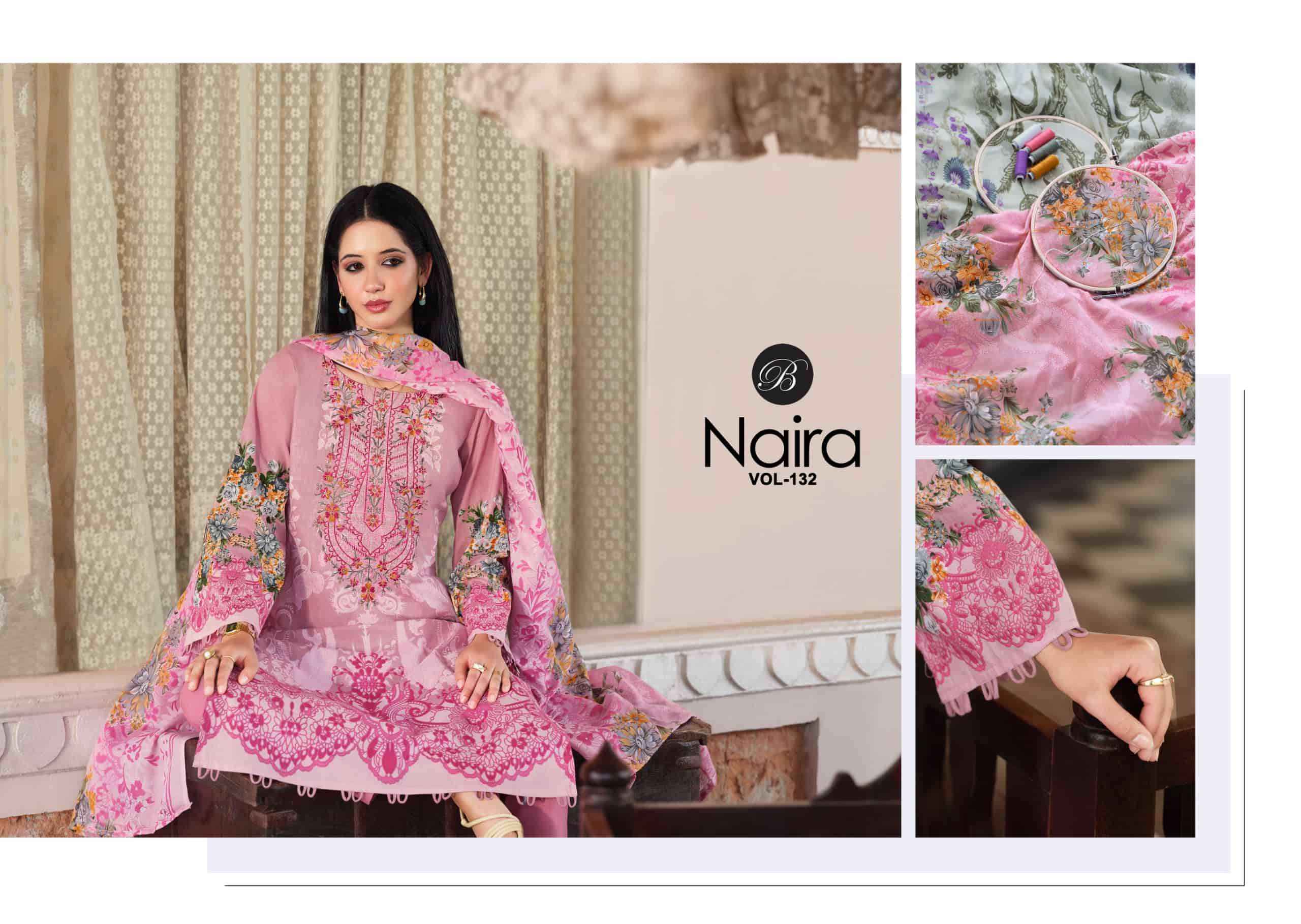 Belliza Designer Naira Vol 132 Pure Cotton Dress Material Wholesale Price ( 8 Pcs Catalogue )