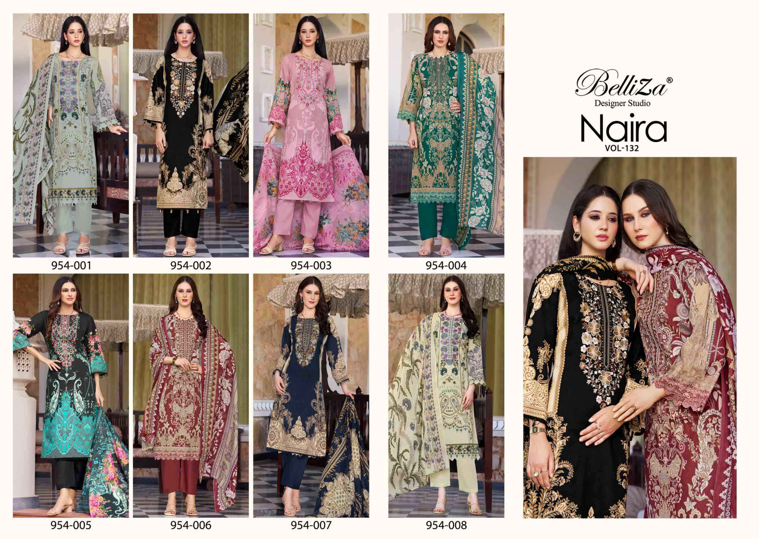 Belliza Designer Naira Vol 132 Pure Cotton Dress Material Wholesale Price ( 8 Pcs Catalogue )
