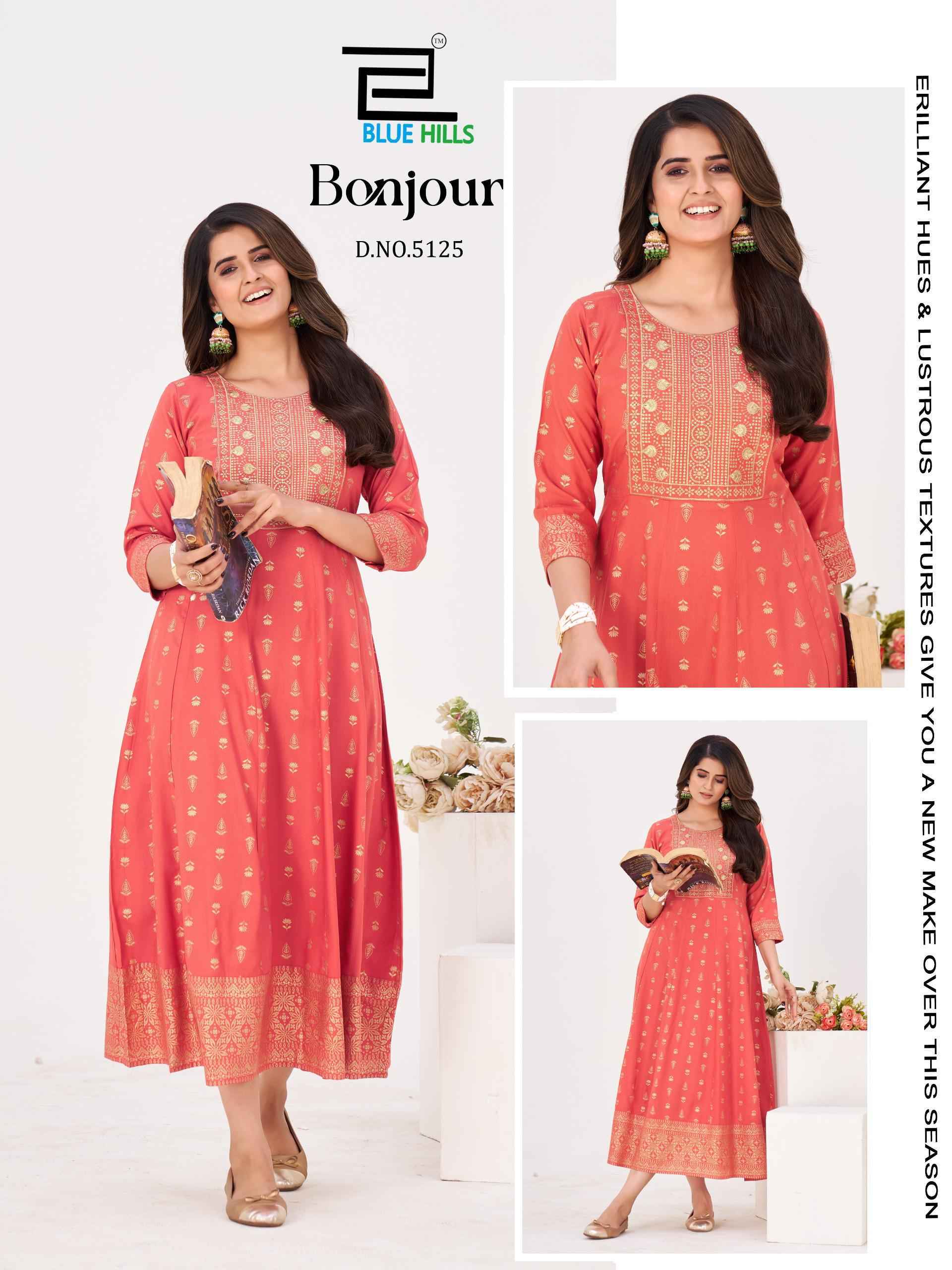 Blue Hills Bonjour Anarkali Rayon Kurti Set Wholesale Rate ( 6 Pcs Catalog )