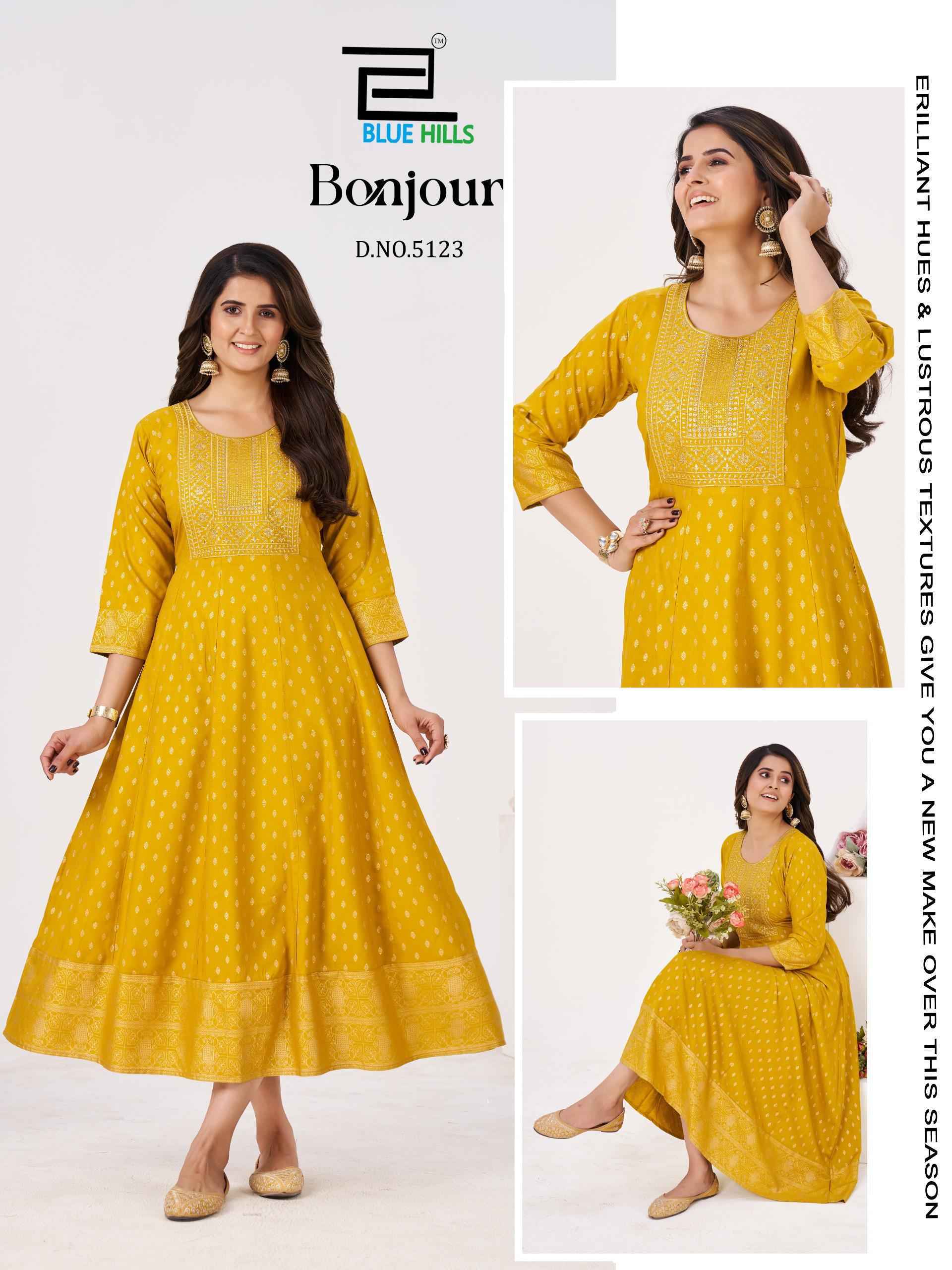Blue Hills Bonjour Anarkali Rayon Kurti Set Wholesale Rate ( 6 Pcs Catalog )