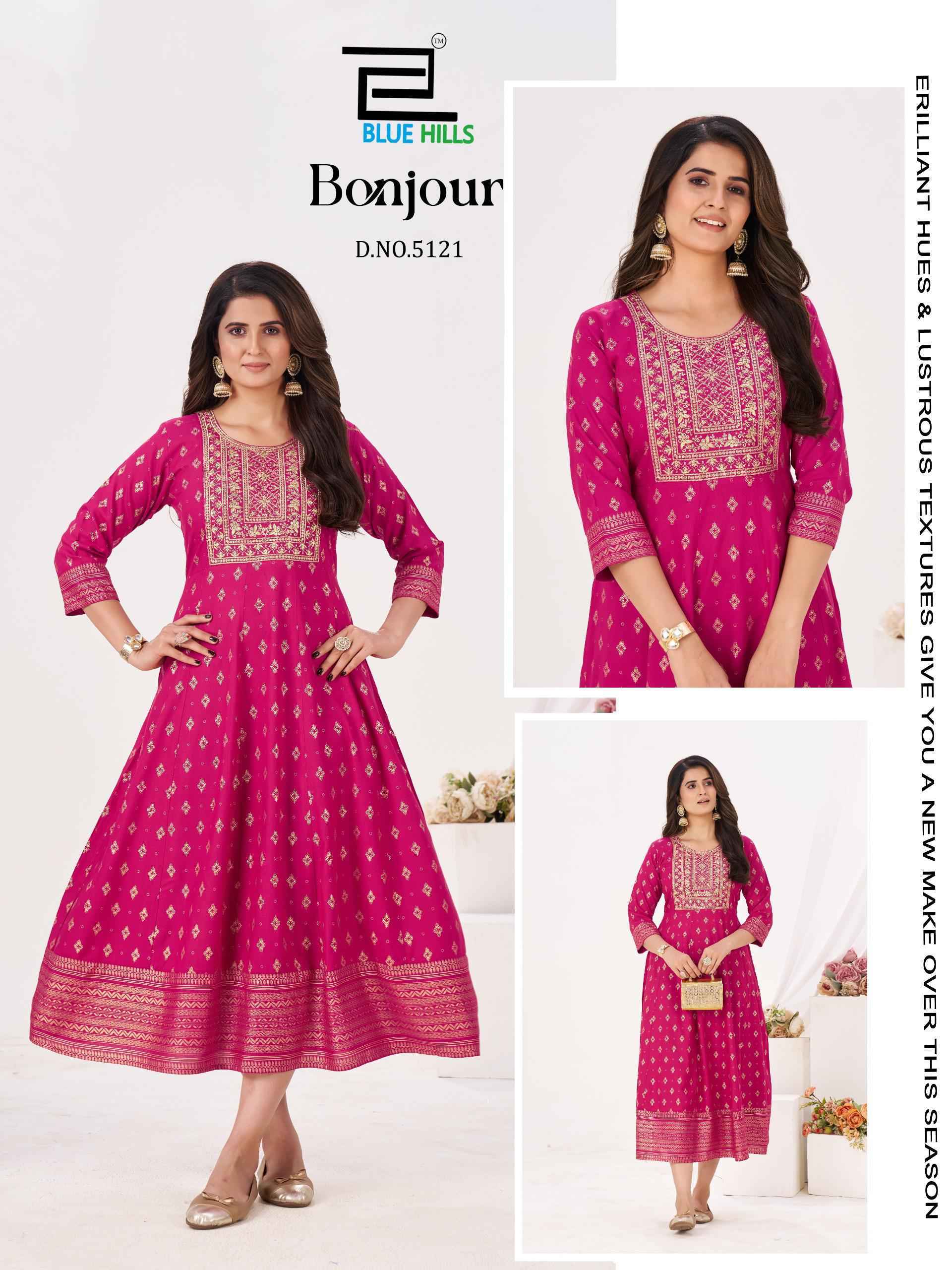 Blue Hills Bonjour Anarkali Rayon Kurti Set Wholesale Rate ( 6 Pcs Catalog )