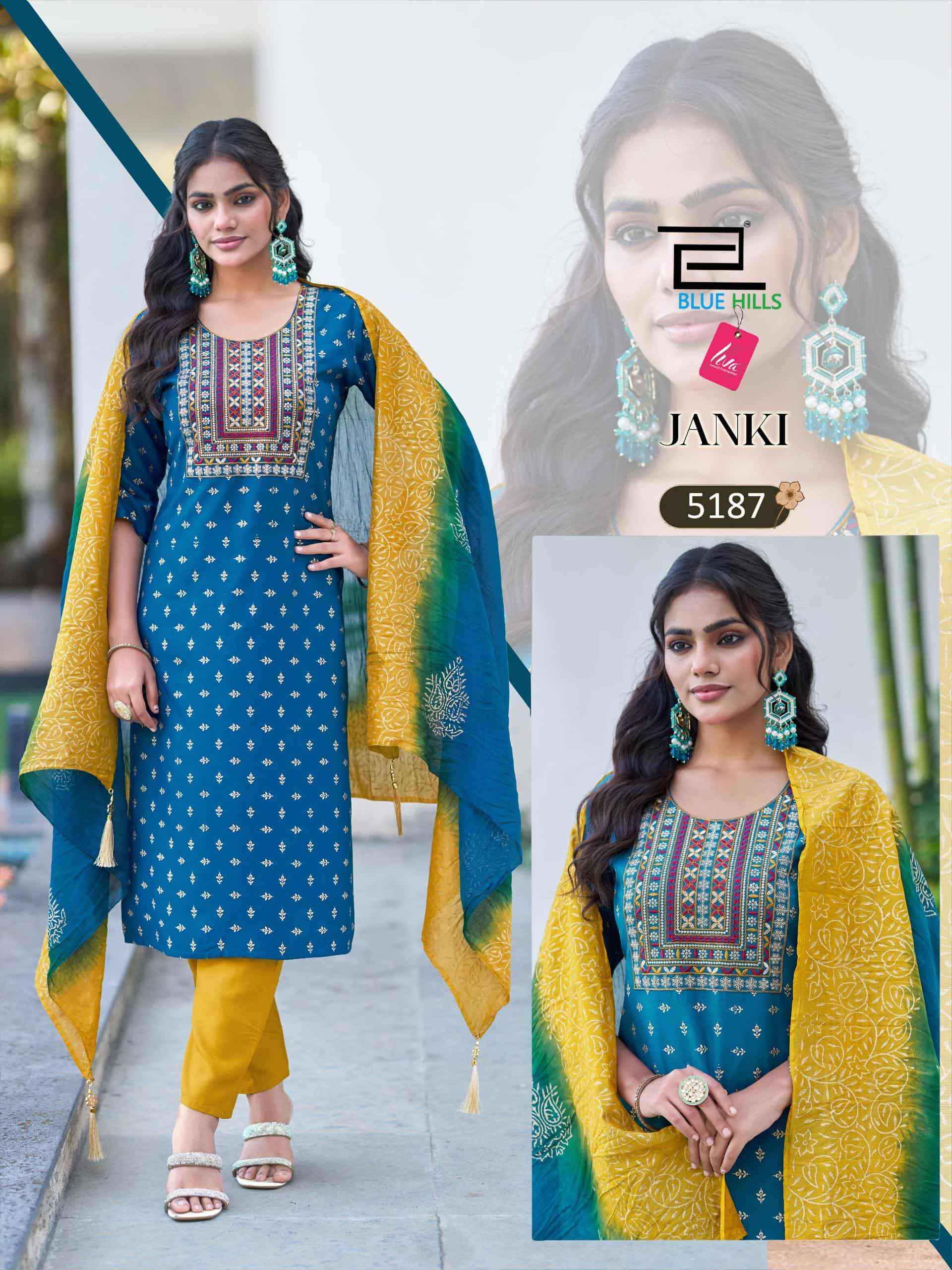 Blue Hills Janki Premium Design Kurti Pant Dupatta Set Wholesale Rate ( 6 Pcs Catalog )