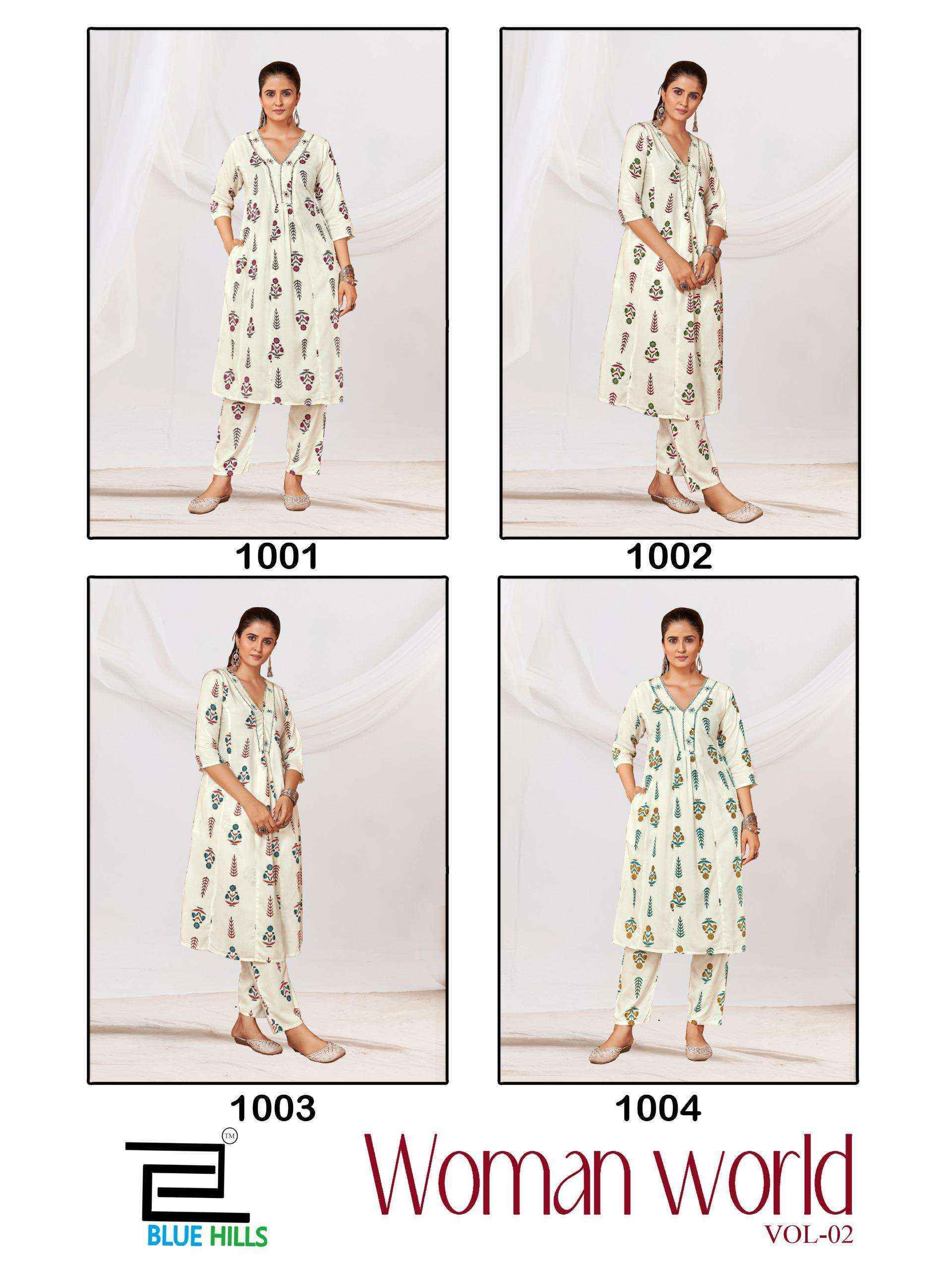 Blue Hills Woman World Vol 2 Rayon Kurti With Bottom Set Wholesale Rate ( 4 Pcs Catalog )