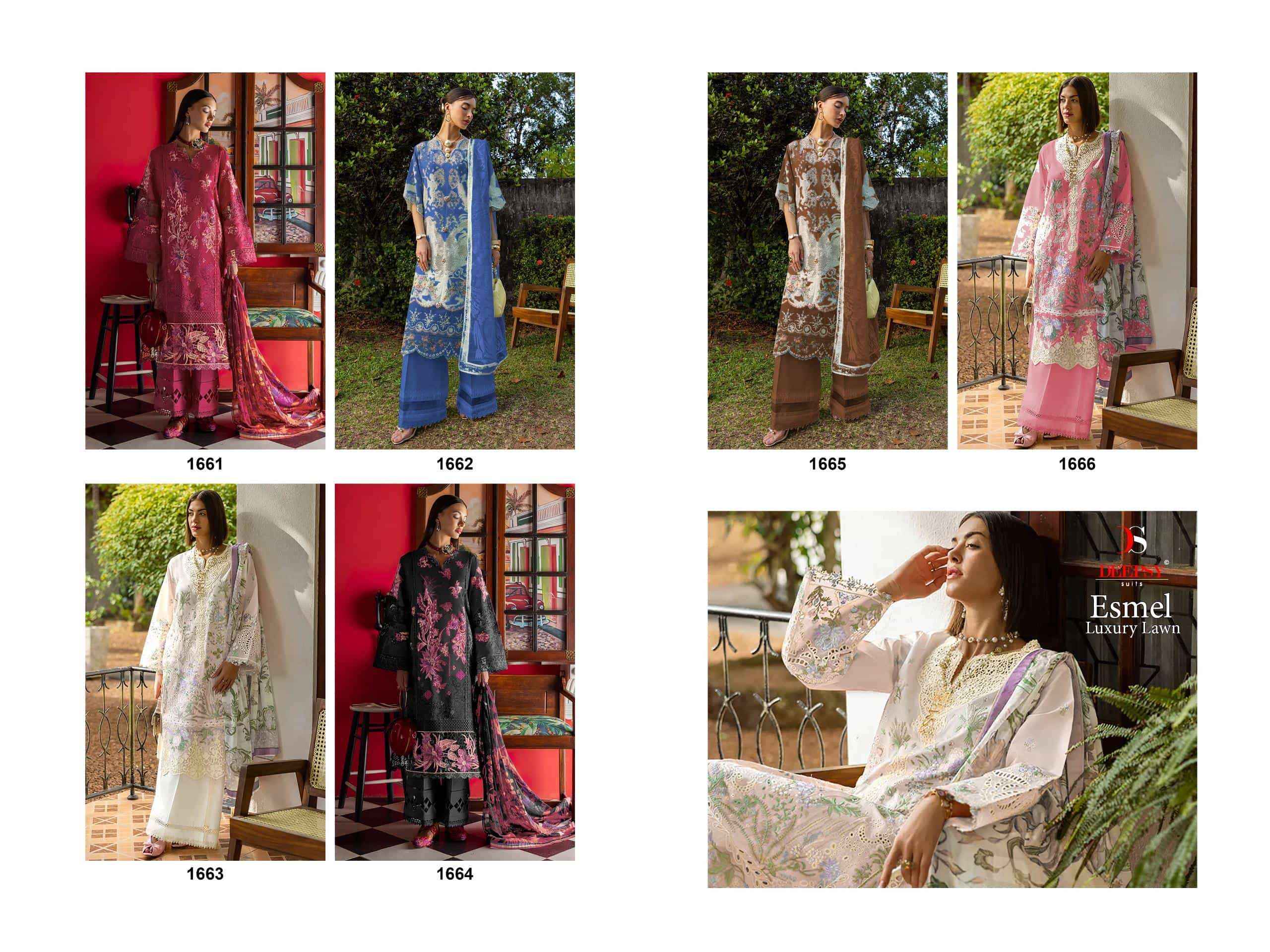 Deepsy Esmel Luxury Lawn Pure Cotton Pakistani Salwar Kameez Wholesale Rate ( 6 Pcs Catalog )