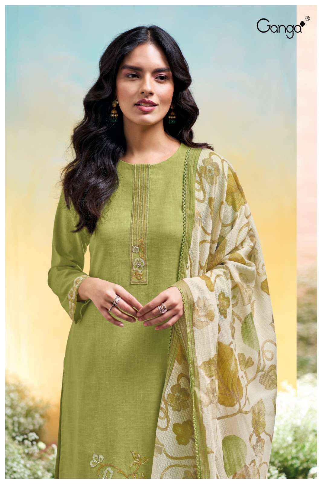 Ganga Fashion Isuri 3674 Premium Cotton Linen Suit Summer Wholesale Rate ( 4 Pcs Catalog )