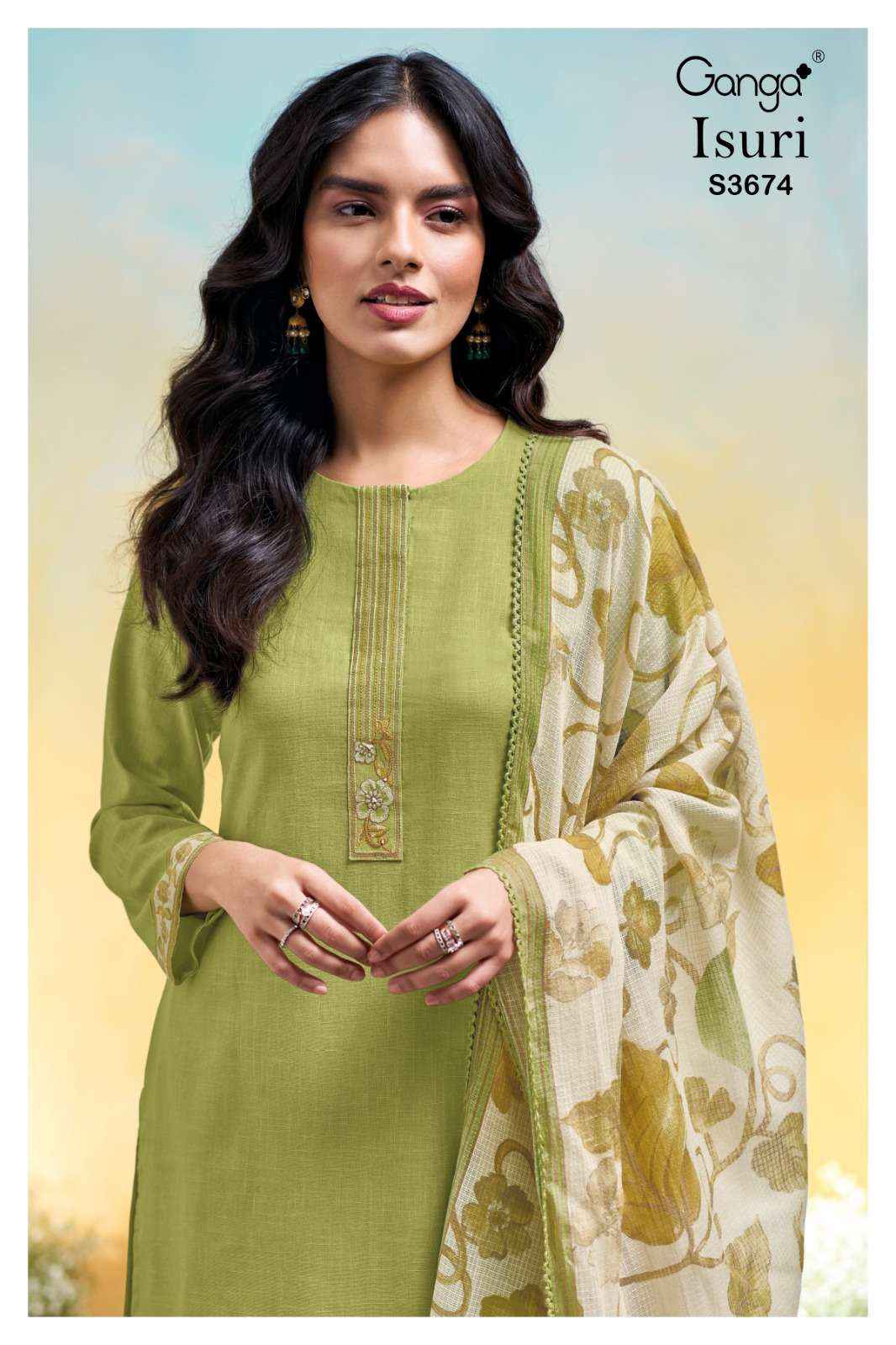 Ganga Fashion Isuri 3674 Premium Cotton Linen Suit Summer Wholesale Rate ( 4 Pcs Catalog )