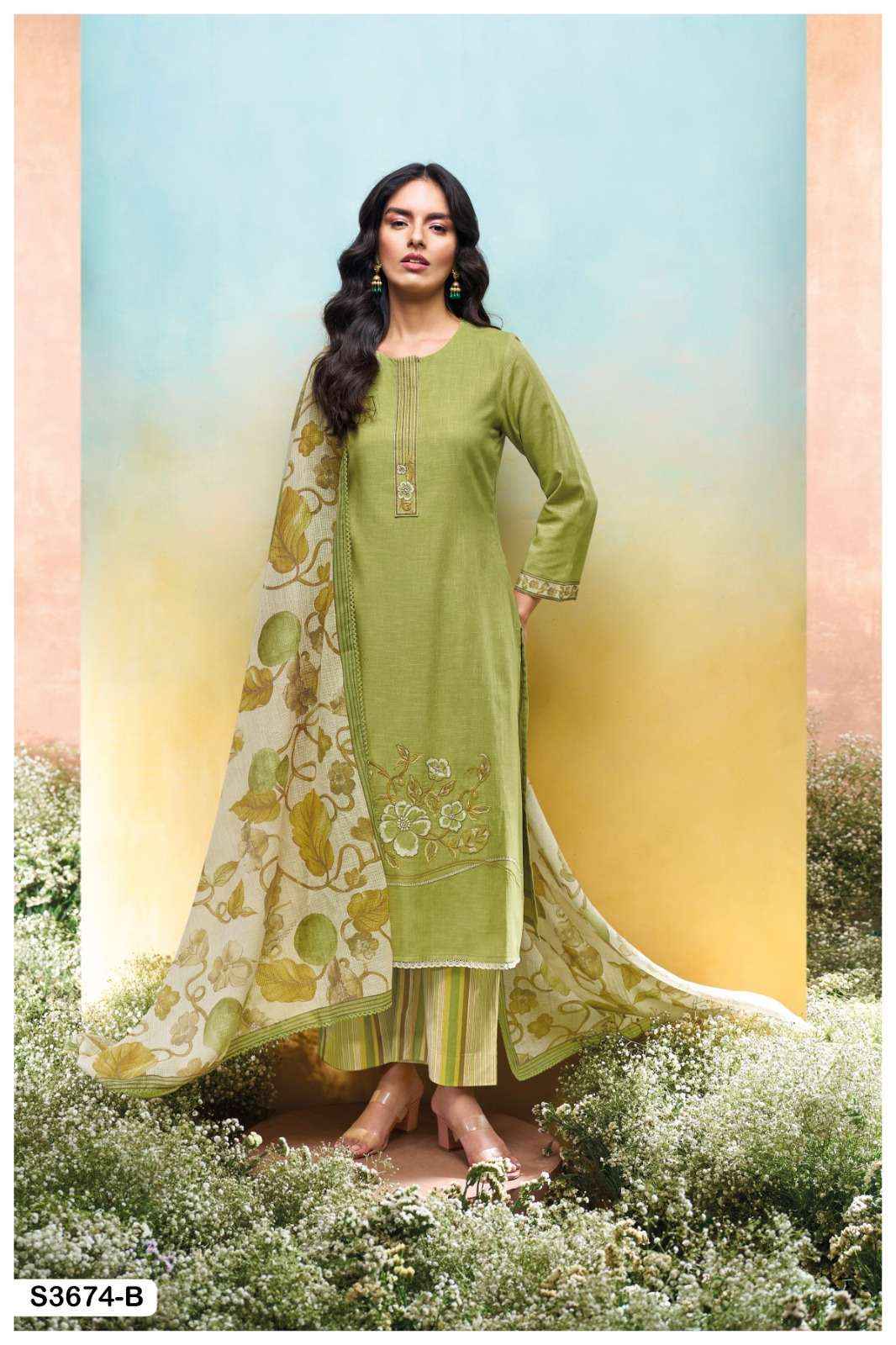 Ganga Fashion Isuri 3674 Premium Cotton Linen Suit Summer Wholesale Rate ( 4 Pcs Catalog )