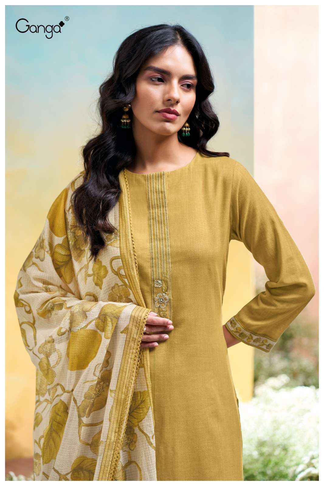 Ganga Fashion Isuri 3674 Premium Cotton Linen Suit Summer Wholesale Rate ( 4 Pcs Catalog )