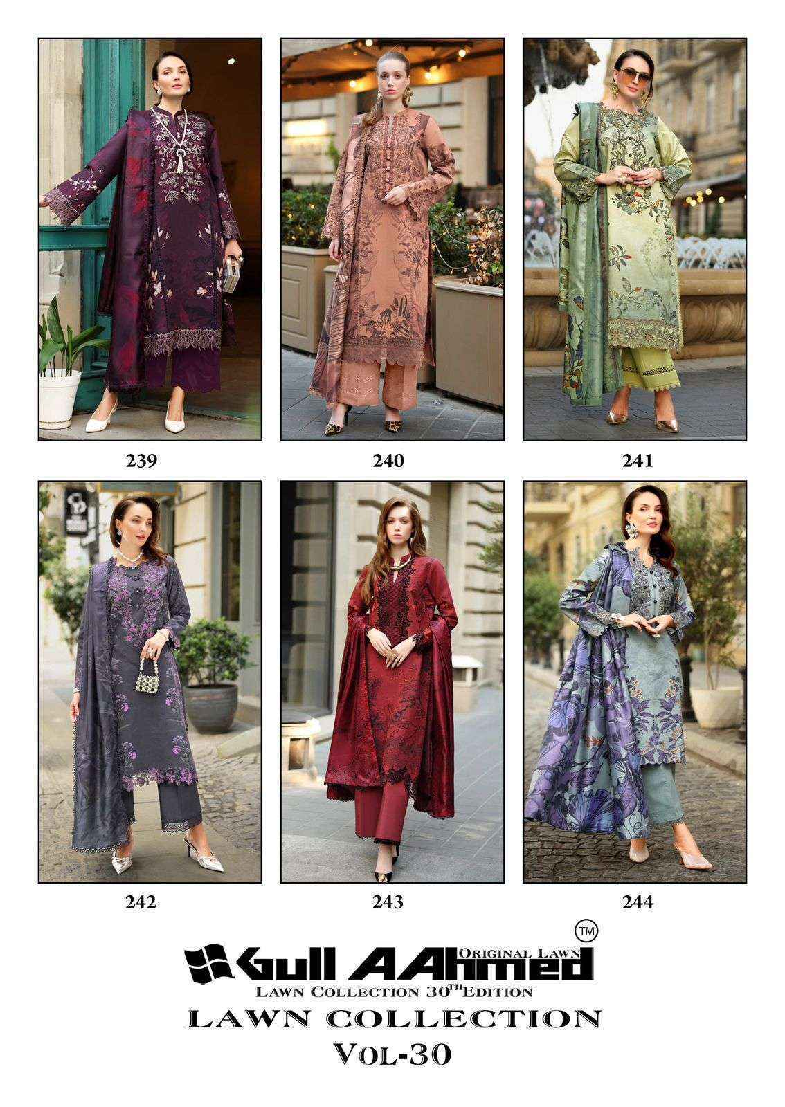 Gull Ahmed Lawn Collection Vol 30 Cambric Cotton Dress Material ( 6 Pc Catalouge )