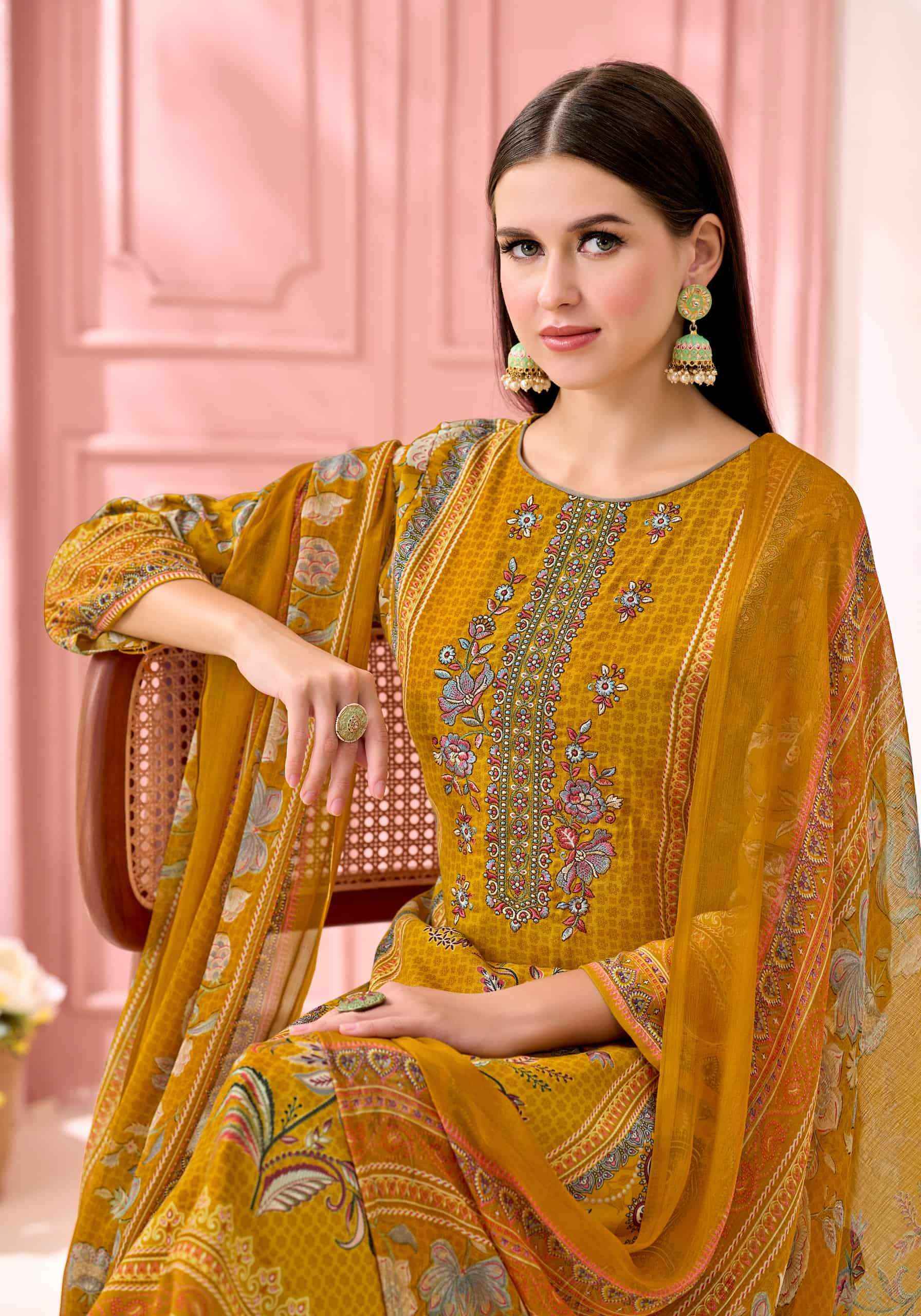 Harshit Bisma Fancy Viscose Rayon Salwar Kameez Wholesale Rate ( 6 Pcs Catalog )