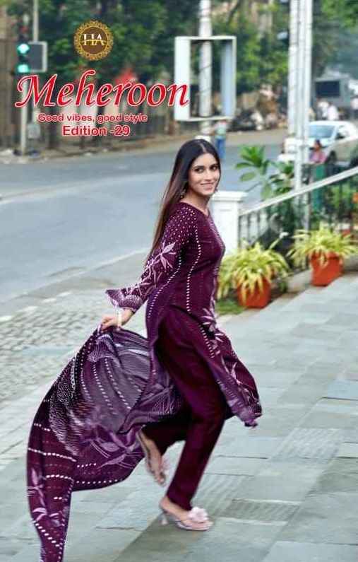 Harshit Fashion Meheroon Edition 29 Viscouse Reyon Dress Material ( 6 pcs Catalogue )