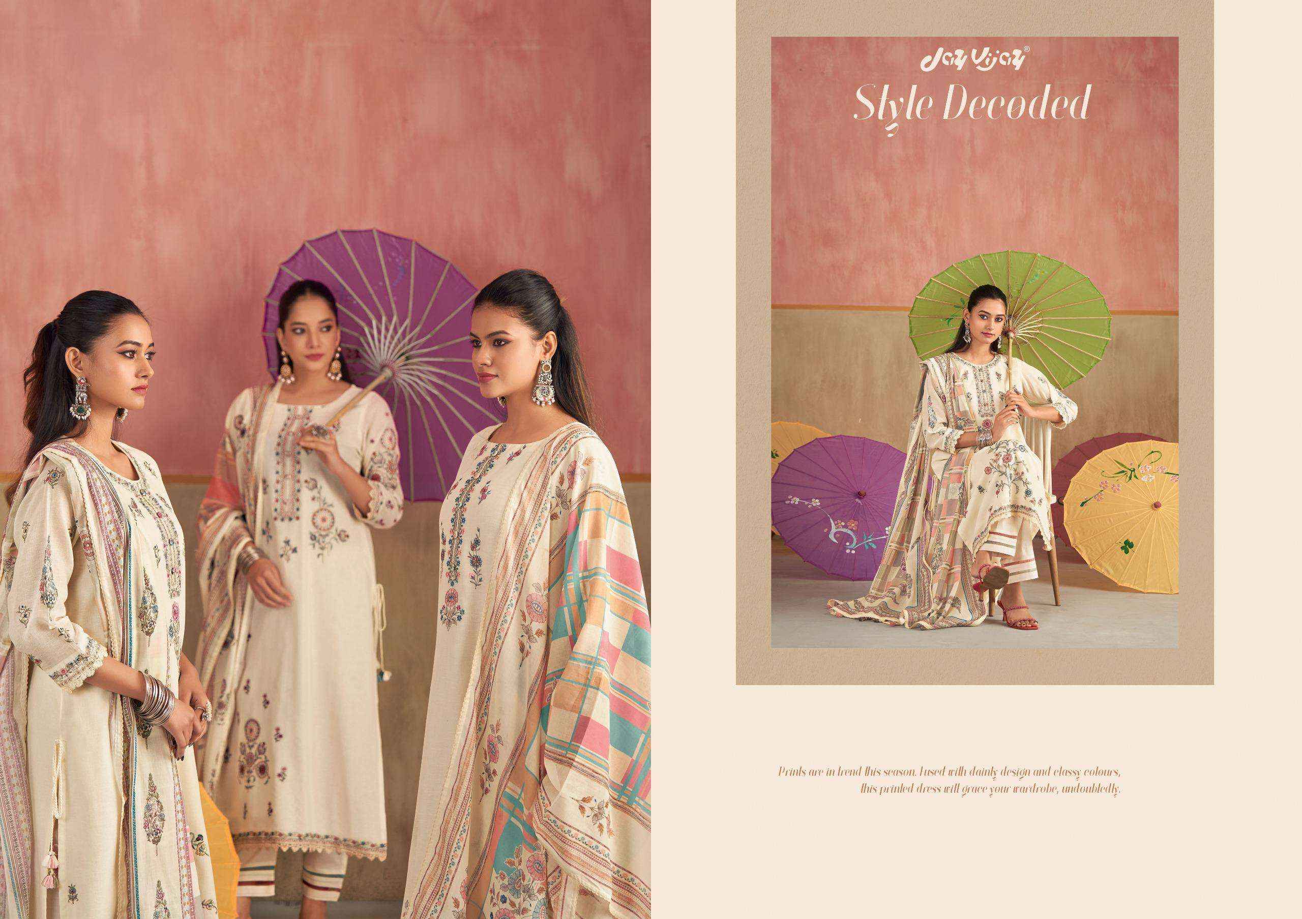 Jay Vijay Dhoop Ka Chaata Summer Wear Pure Linen Salwar Kameez Wholesale Rate ( 6 Pcs Catalog )