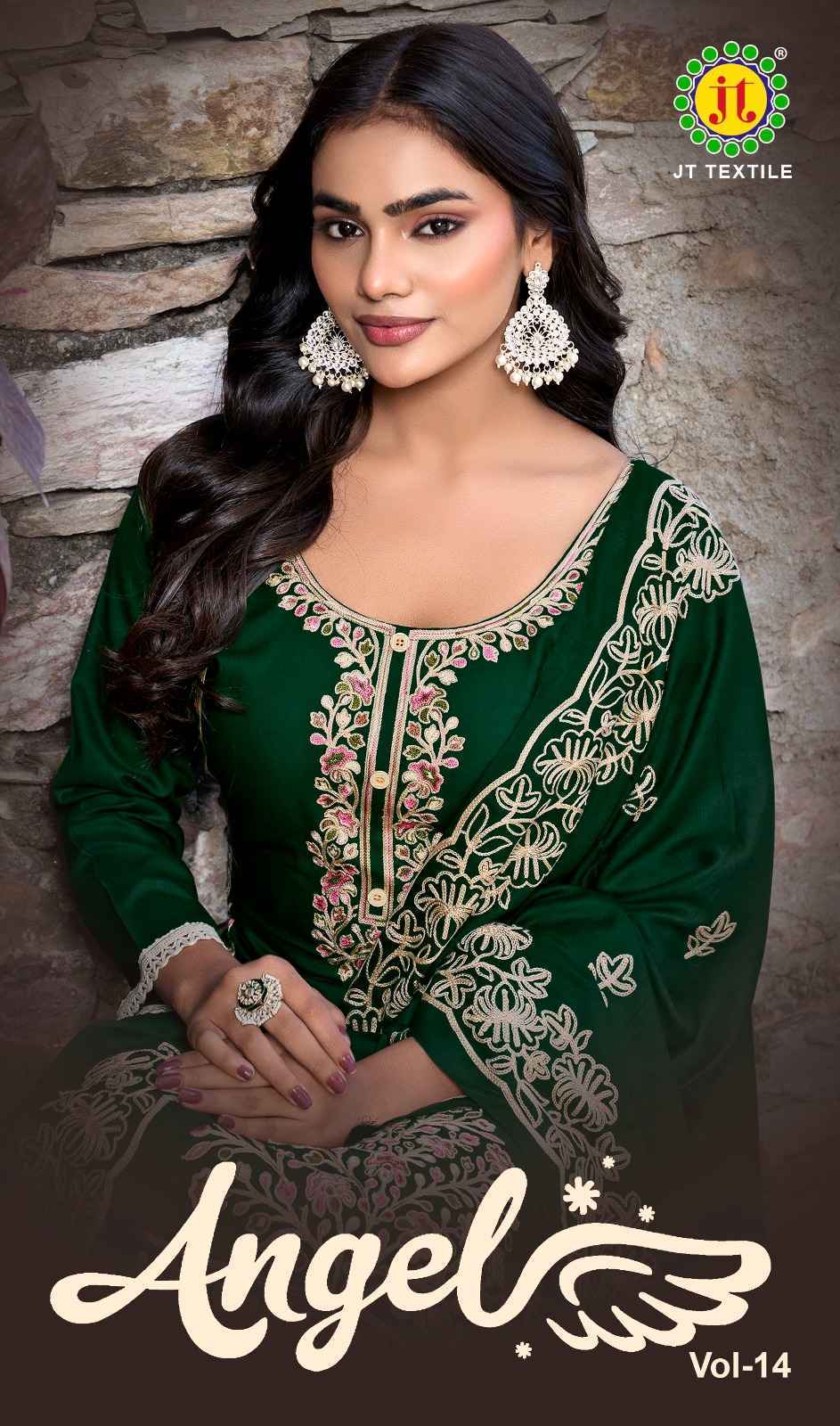 Jt Angel Vol 14 Rayon Salwar Kameez Wholesale Rate ( 5 Pcs Catalog )