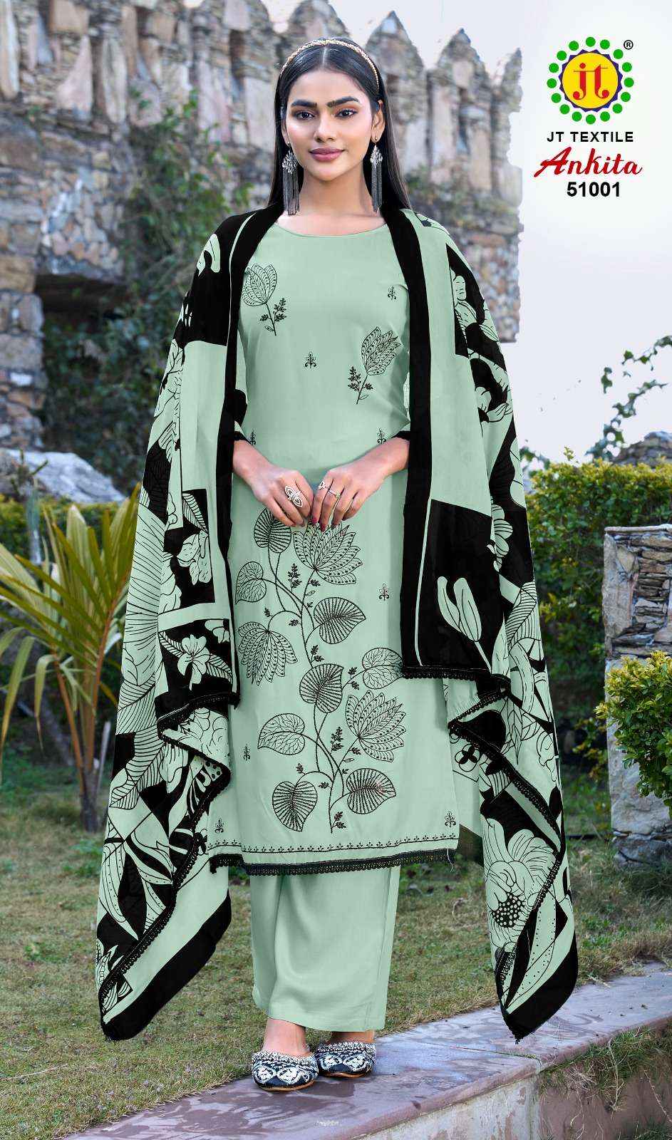 Jt Ankita Vol 51 Rayon Dress Material New Catalogue Wholesale Price ( 5 Pcs Catalogue )