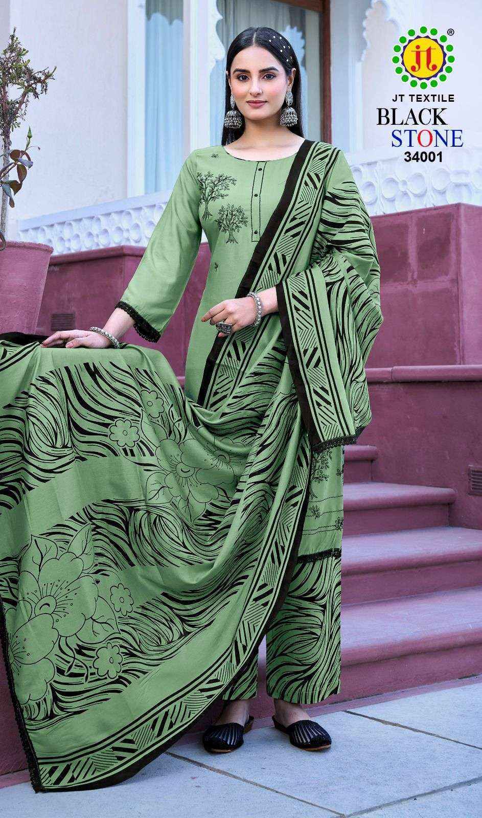 Jt Black Stone Vol 34 Rayon Salwar Kameez Wholesale Rate ( 5 Pcs Catalog )