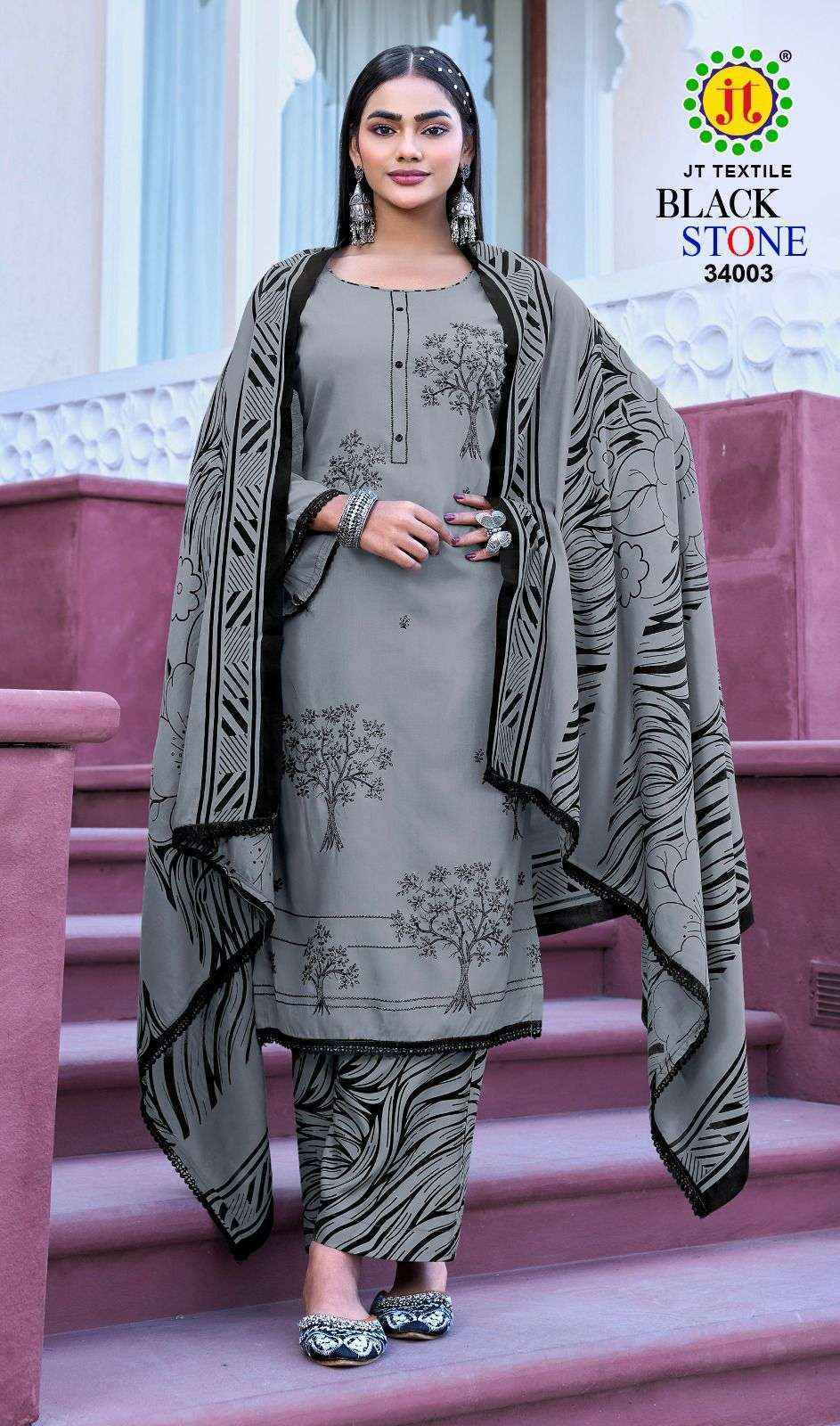 Jt Black Stone Vol 34 Rayon Salwar Kameez Wholesale Rate ( 5 Pcs Catalog )