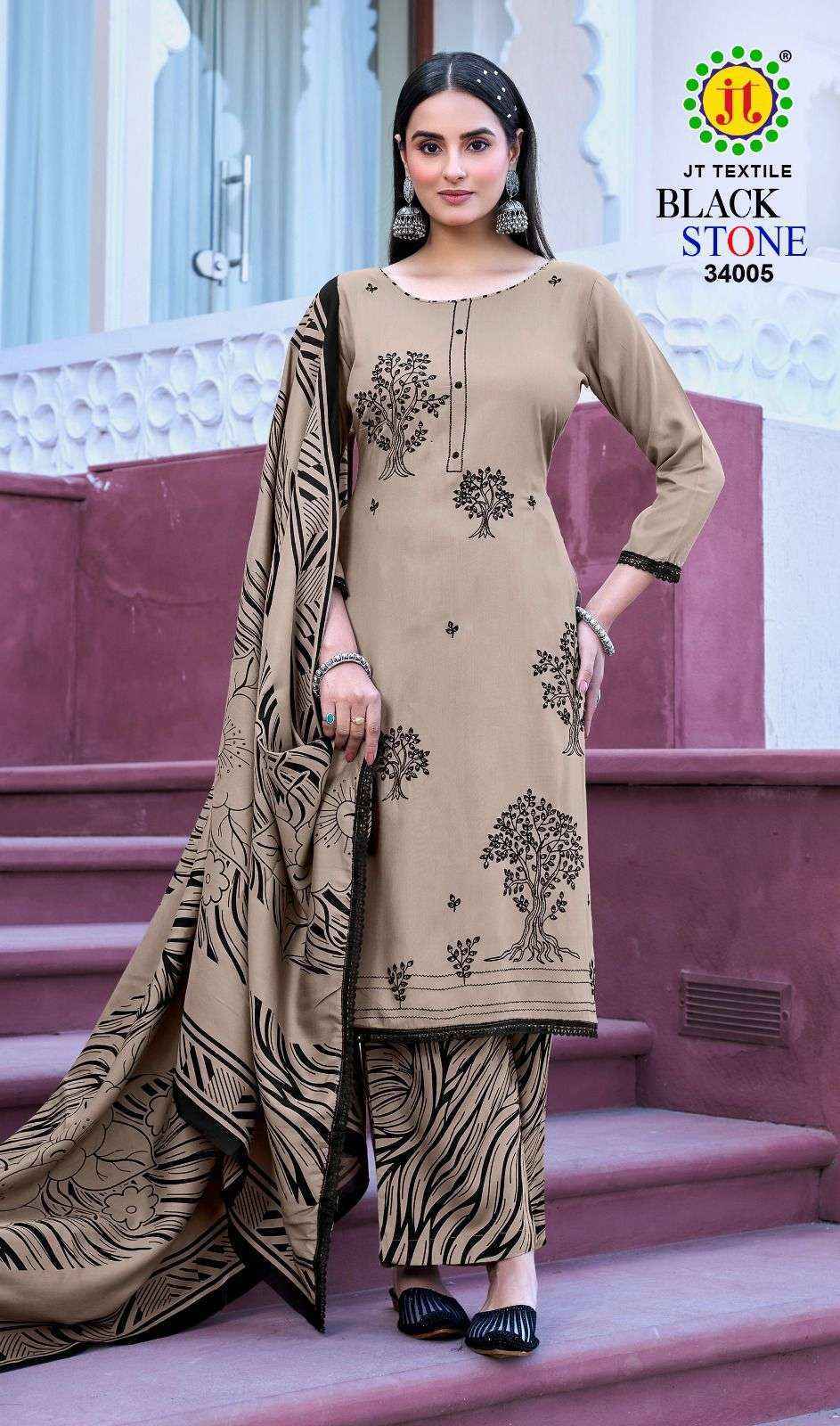 Jt Black Stone Vol 34 Rayon Salwar Kameez Wholesale Rate ( 5 Pcs Catalog )
