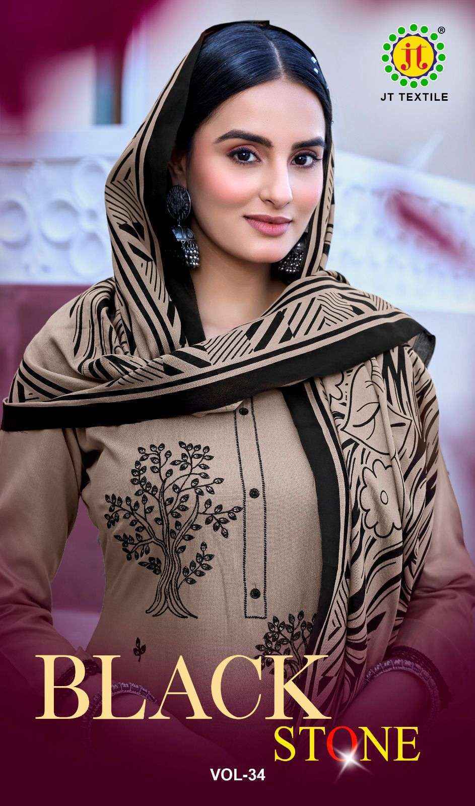 Jt Black Stone Vol 34 Rayon Salwar Kameez Wholesale Rate ( 5 Pcs Catalog )