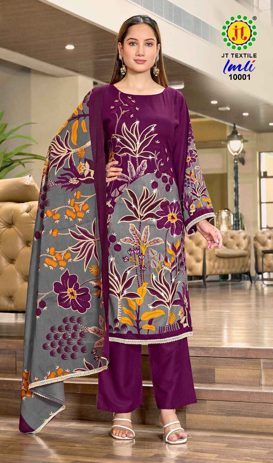 Jt Imli Vol 10 Rayon Salwar Kameez Wholesale Rate ( 5 Pcs Catalog )