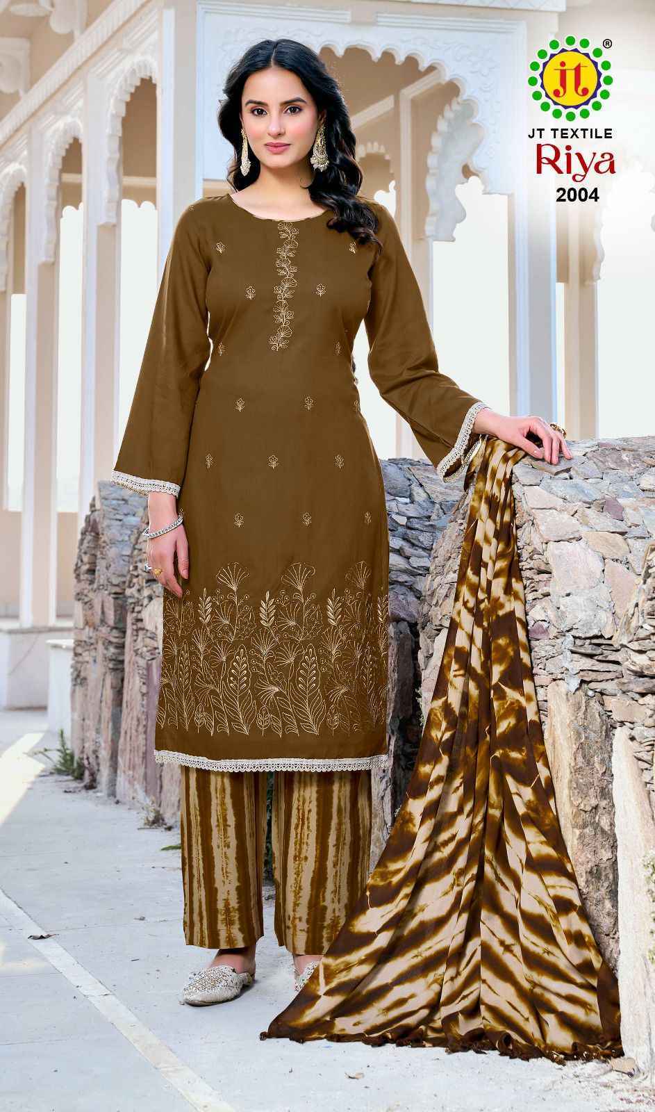 Jt Riya Vol 2 Rayon Salwar Kameez Wholesale Rate ( 5 Pcs Catalog )