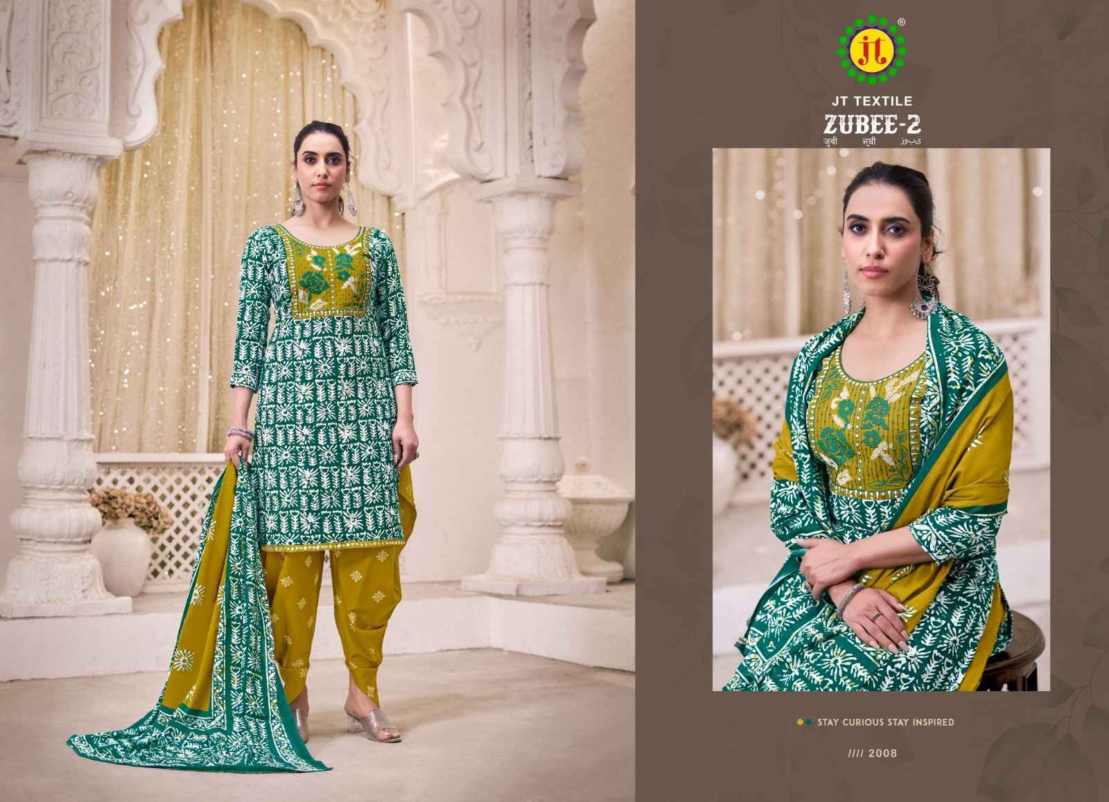 Jt Zubee Vol 2 Rayon Salwar Kameez Wholesale Rate ( 10 Pcs Catalog )