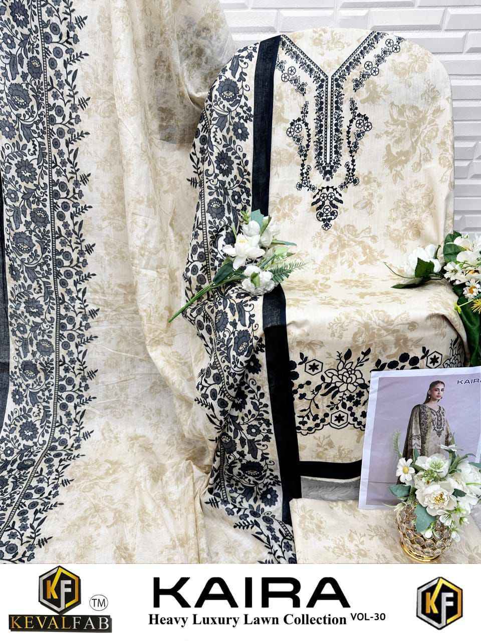 Keval Fab Kaira Vol 30 Lawn Cotton Salwar Kameez Wholesale Rate ( 6 Pcs Catalog )