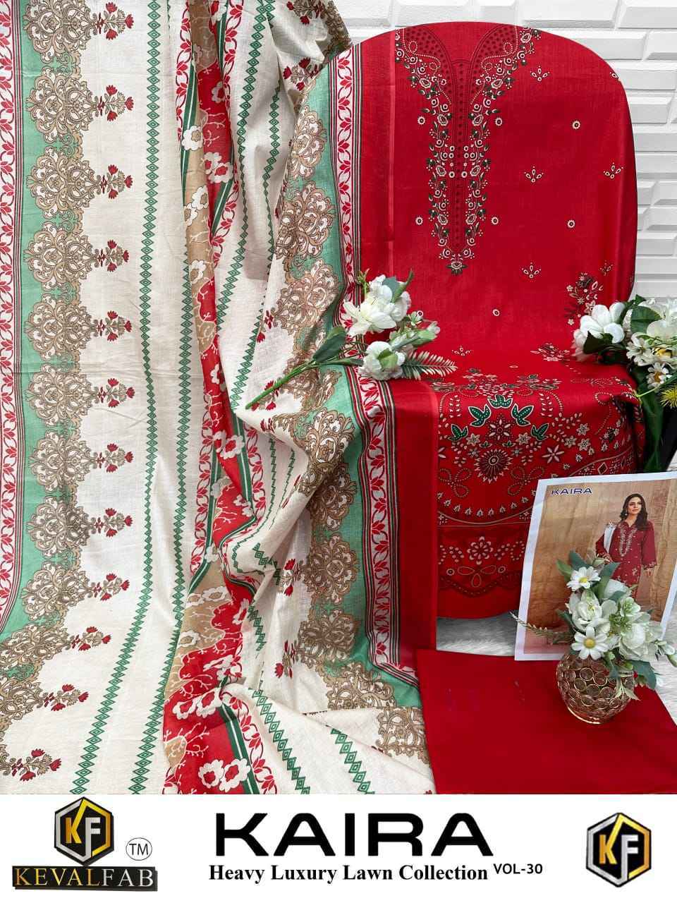 Keval Fab Kaira Vol 30 Lawn Cotton Salwar Kameez Wholesale Rate ( 6 Pcs Catalog )