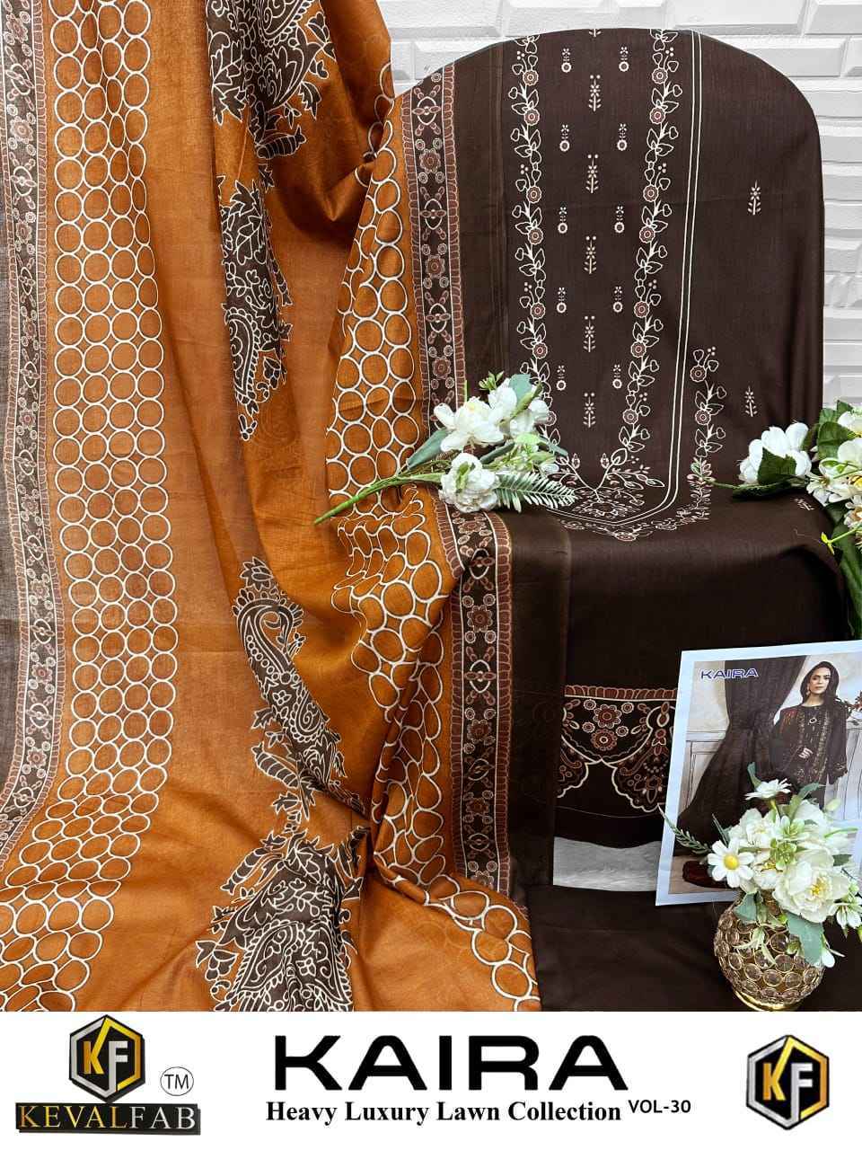 Keval Fab Kaira Vol 30 Lawn Cotton Salwar Kameez Wholesale Rate ( 6 Pcs Catalog )