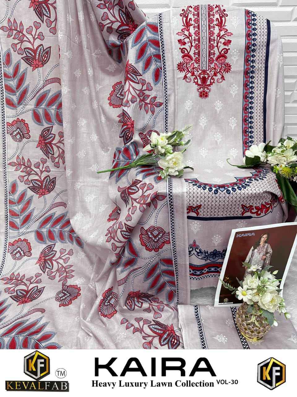 Keval Fab Kaira Vol 30 Lawn Cotton Salwar Kameez Wholesale Rate ( 6 Pcs Catalog )