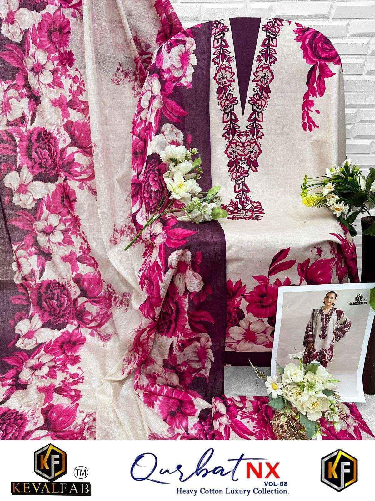 Keval Fab Qurbat Nx Vol 8 Cotton Dress Material Wholesale Market Surat ( 6 pc Cataloge )