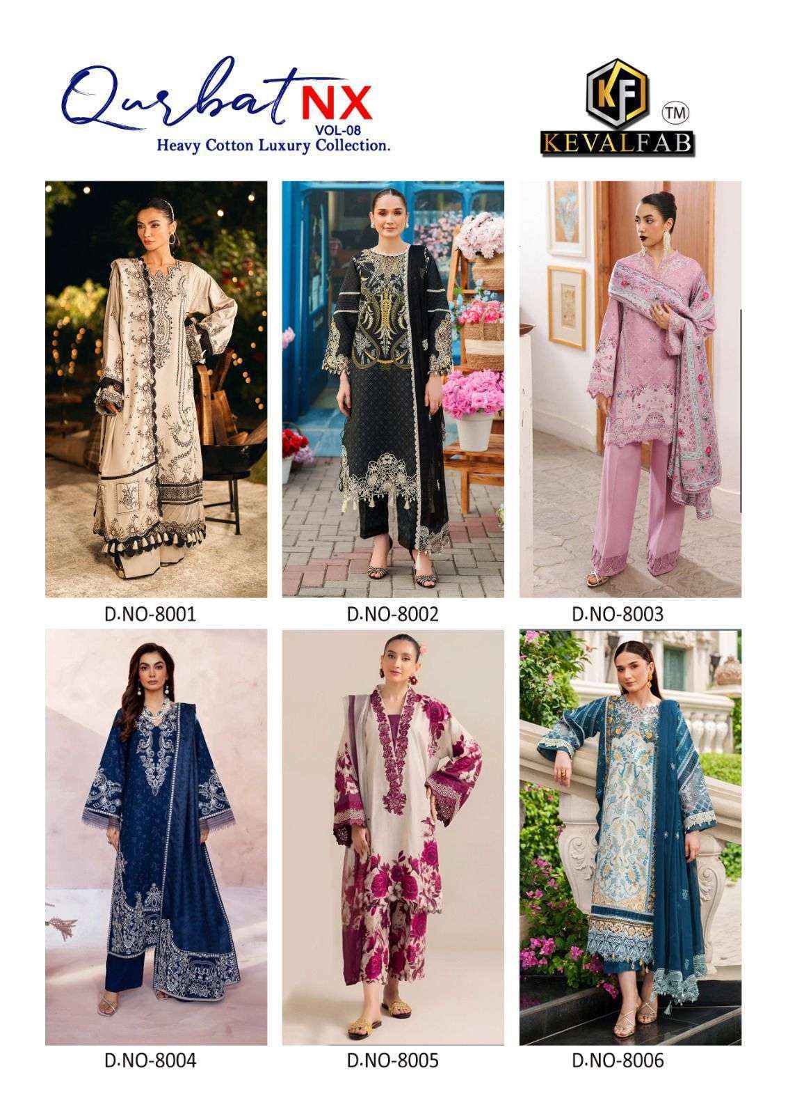 Keval Fab Qurbat Nx Vol 8 Cotton Dress Material Wholesale Market Surat ( 6 pc Cataloge )