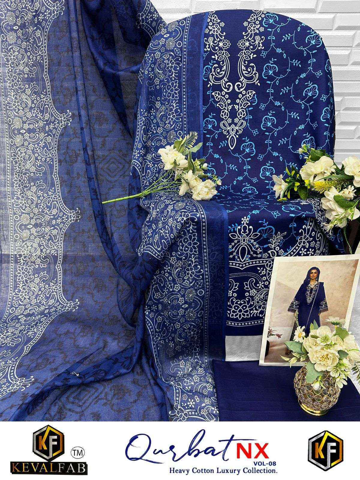 Keval Fab Qurbat Nx Vol 8 Cotton Dress Material Wholesale Market Surat ( 6 pc Cataloge )