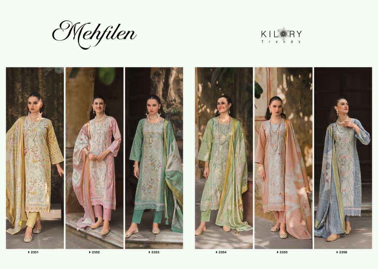 Kilory Mehfilen Pure Lawn Cotton Dress Material Wholesale Price ( 6 Pcs Catalogue )