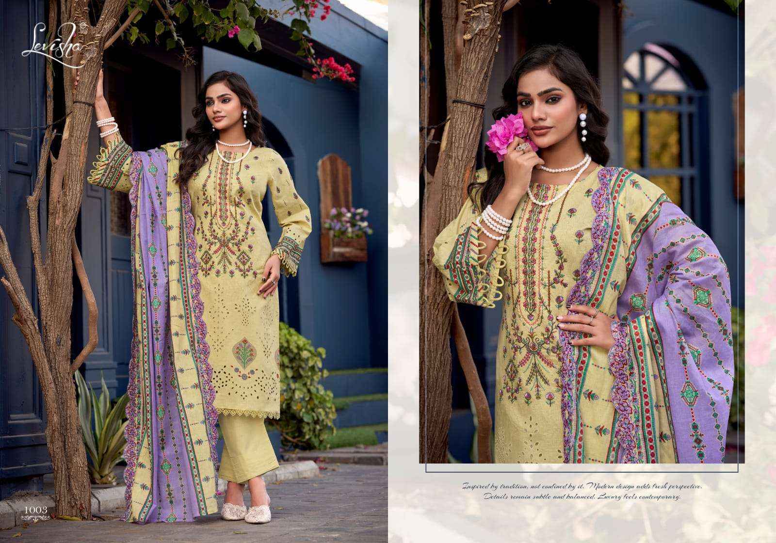 Levisha Alfaaz Lawn Cotton Dress Material Wholesale Catalogue Surat ( 5 pcs Catalogue )