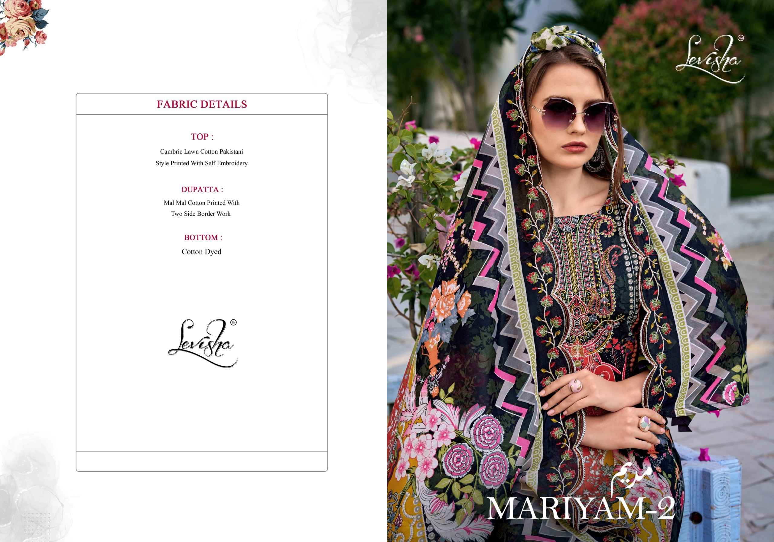 Levisha Mariyam Vol 2 Cambric Cotton Embroidery Dress Material Wholesale Price ( 8 Pcs Catalogue )